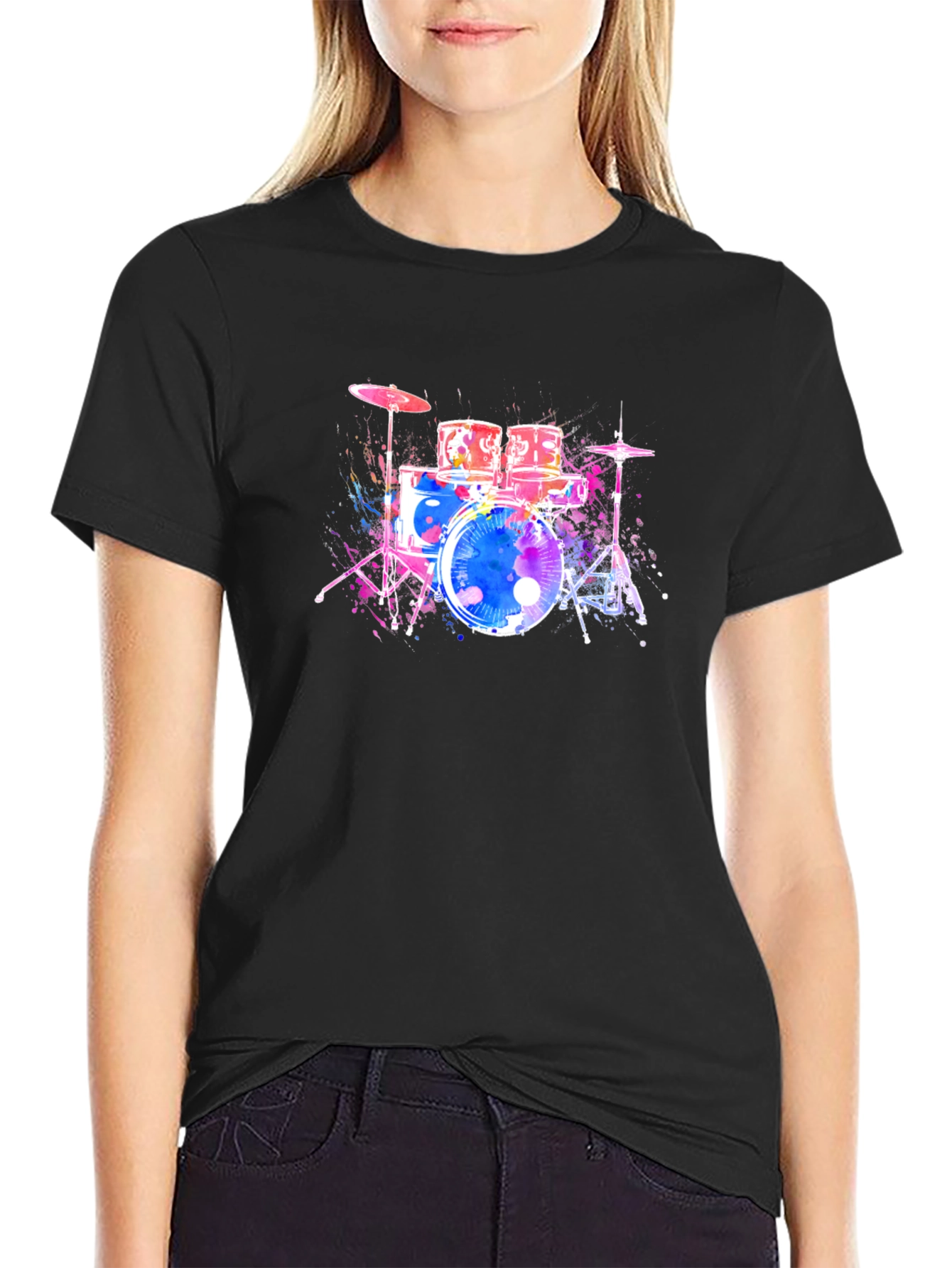 Vibrant Drum Set Graphic T-Shirt - Music Lover Tee