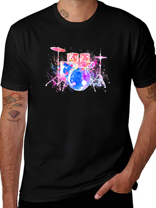 Vibrant Drum Set Graphic T-Shirt - Music Lover Tee