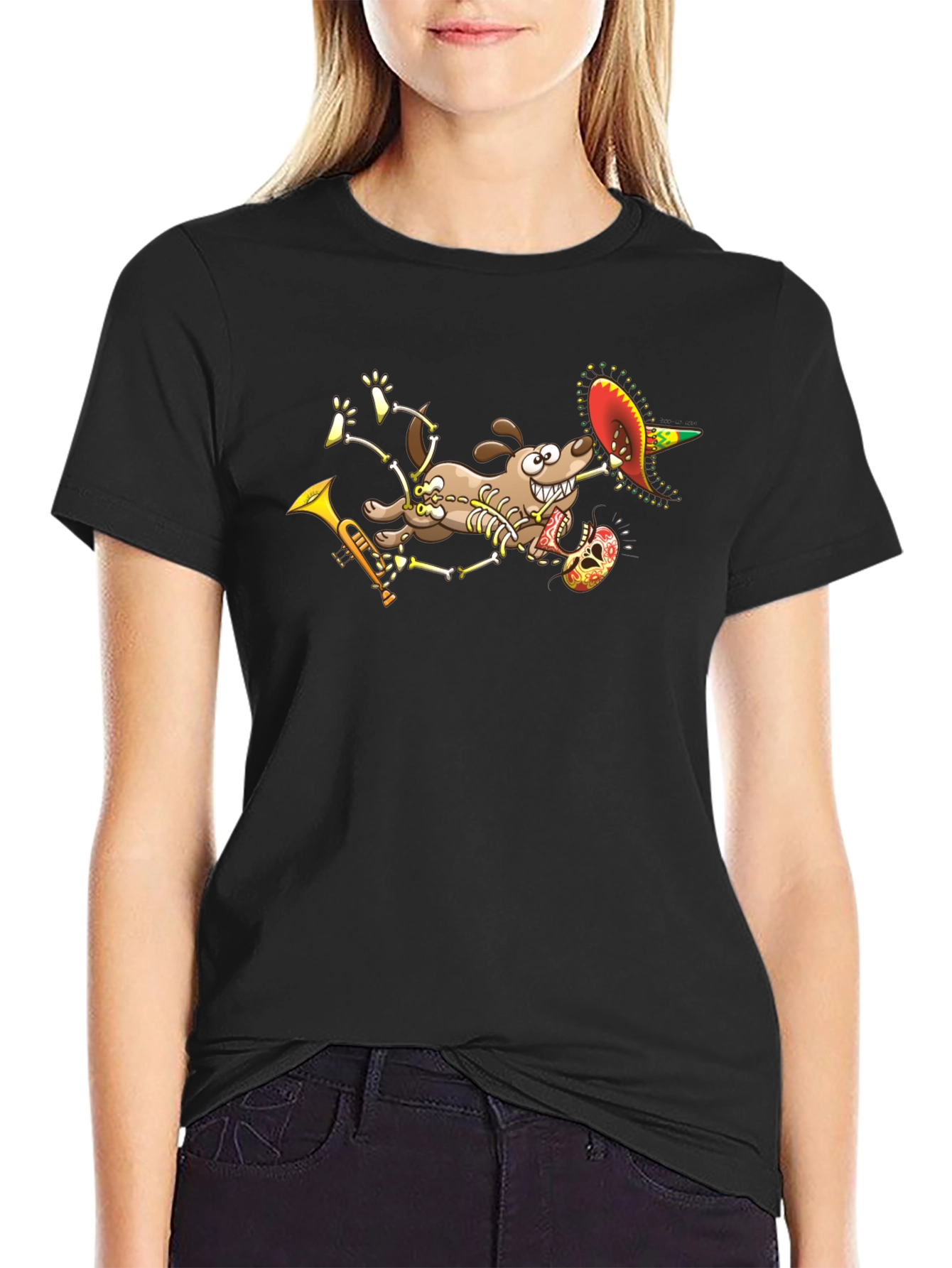 Skeleton Dog Sombrero T-Shirt
