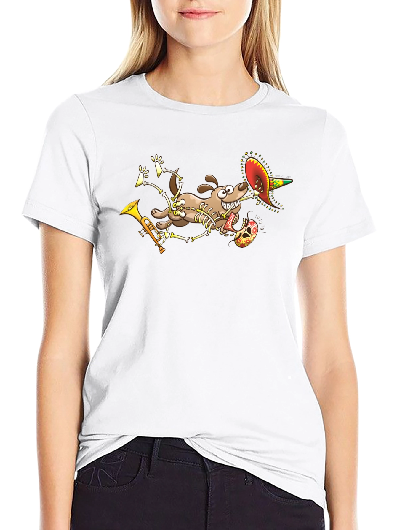 Skeleton Dog Sombrero T-Shirt