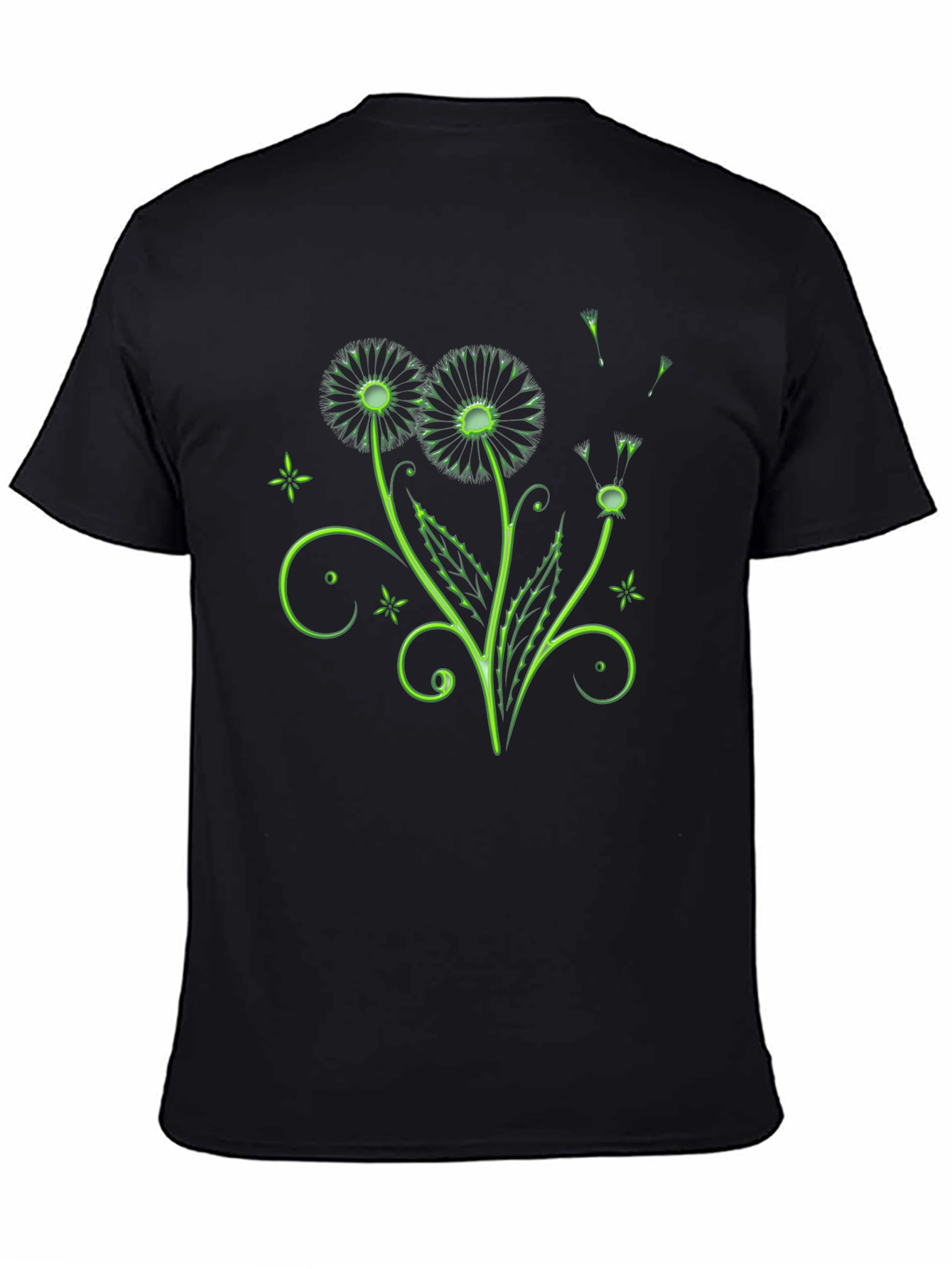 Neon Dandelion Graphic Black T-Shirt
