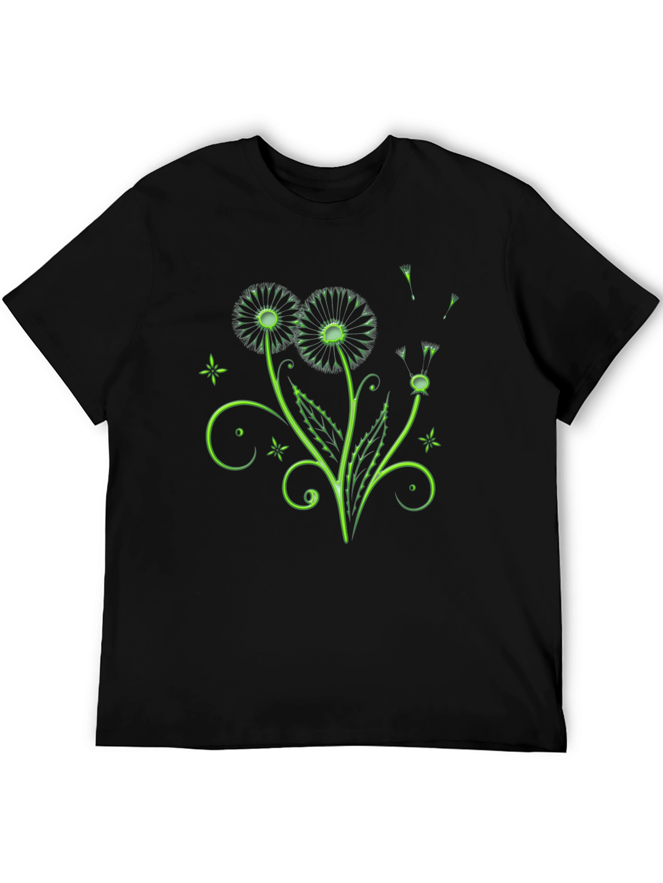 Neon Dandelion Graphic Black T-Shirt
