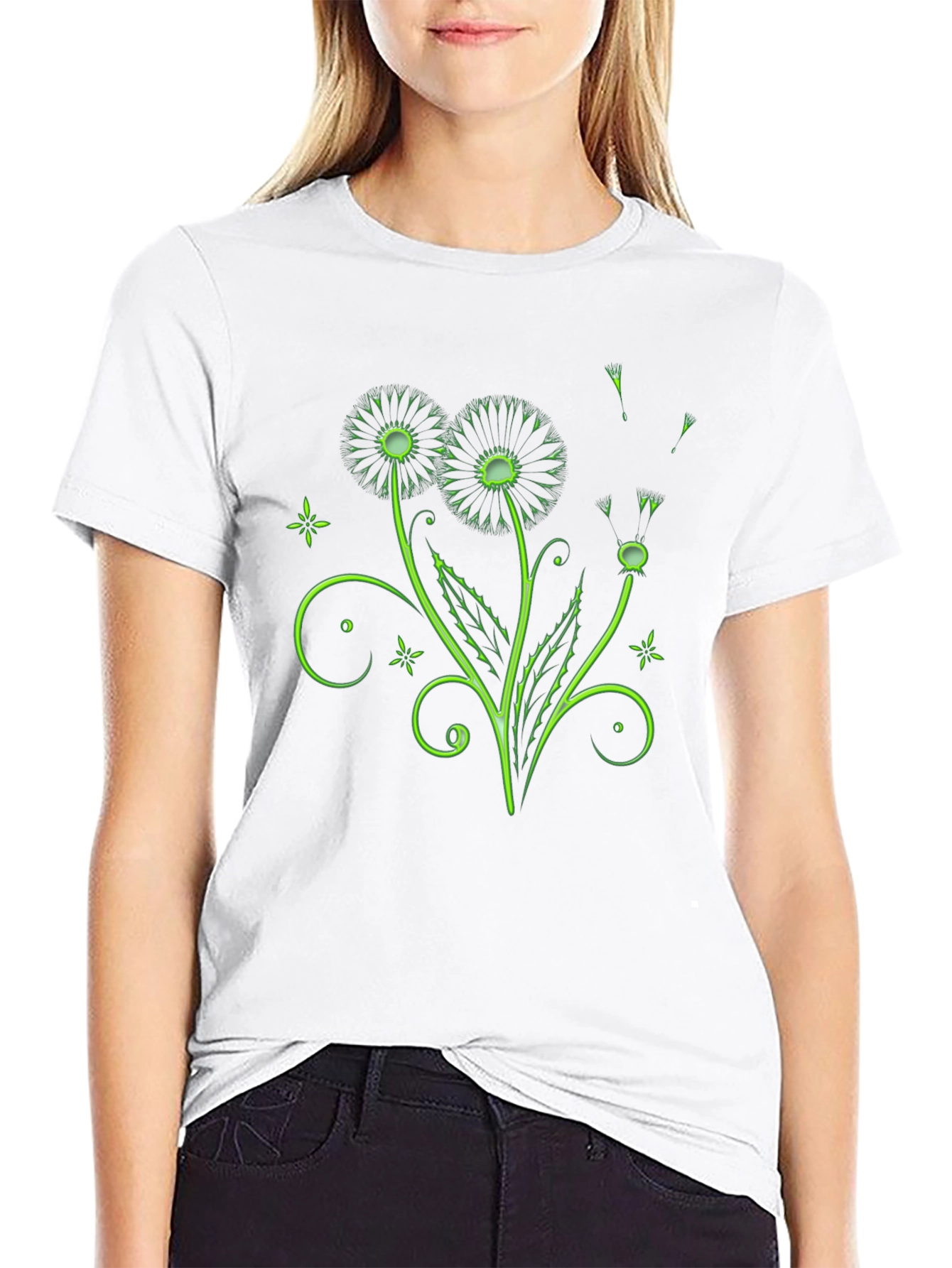 Neon Dandelion Graphic Black T-Shirt