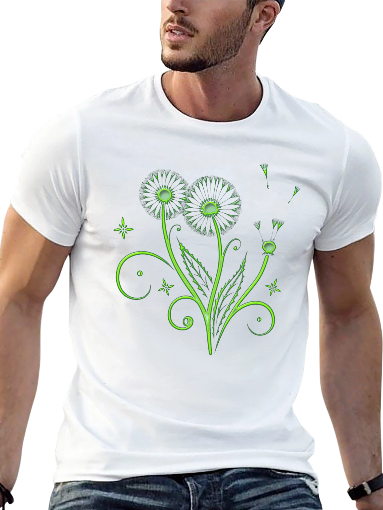 Neon Dandelion Graphic Black T-Shirt