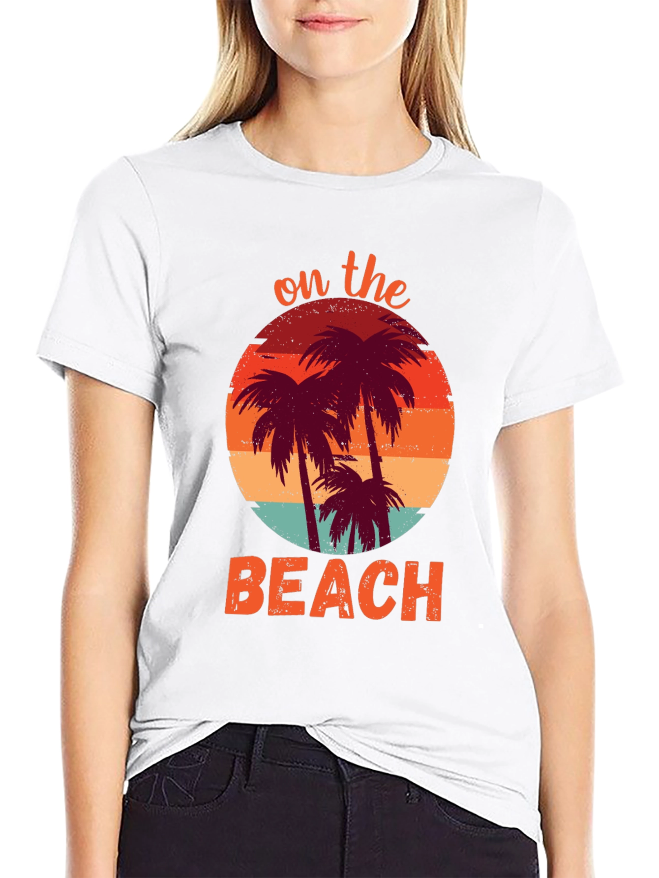 On The Beach Palm Tree Graphic T-Shirt