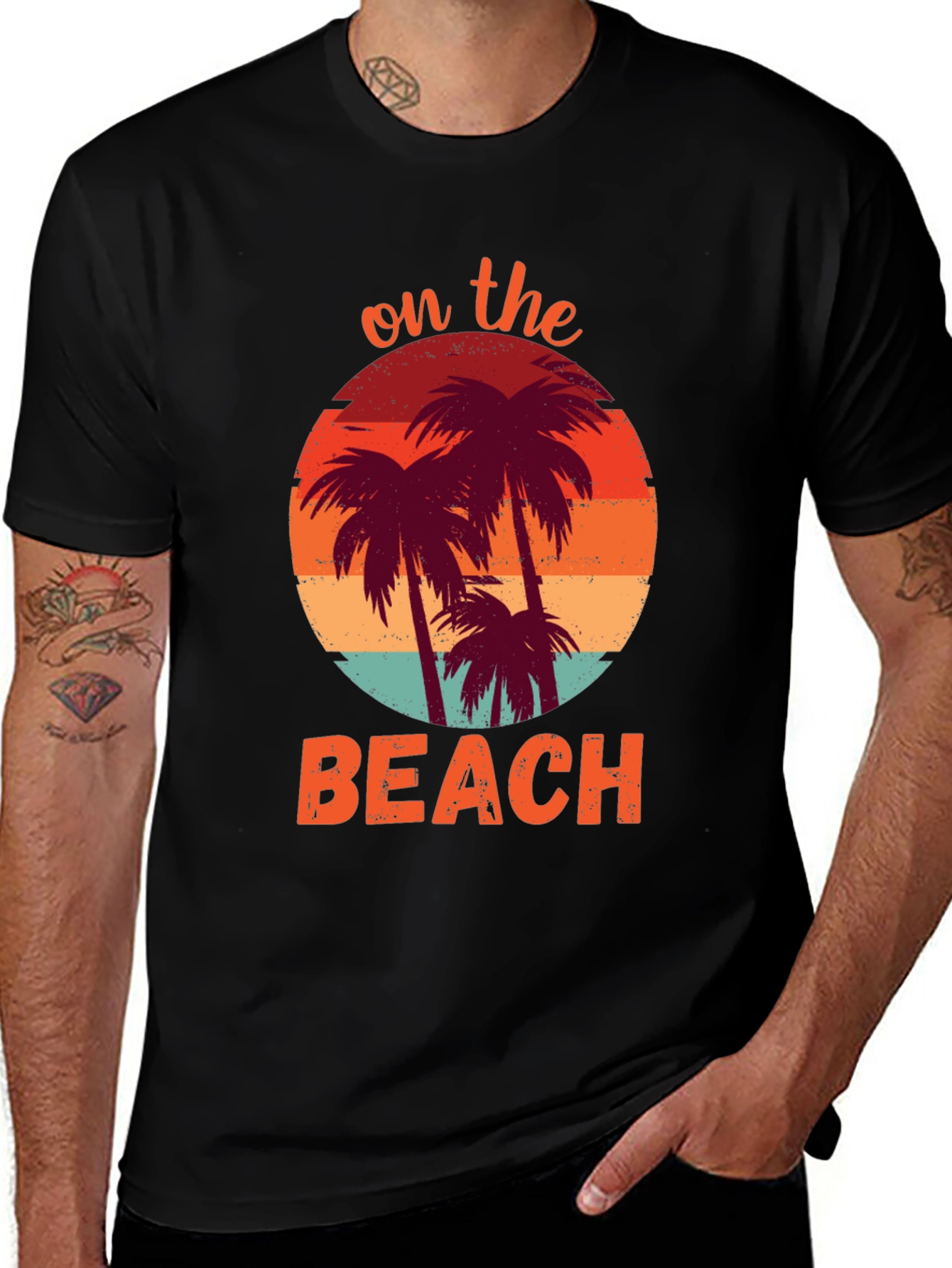 On The Beach Palm Tree Graphic T-Shirt