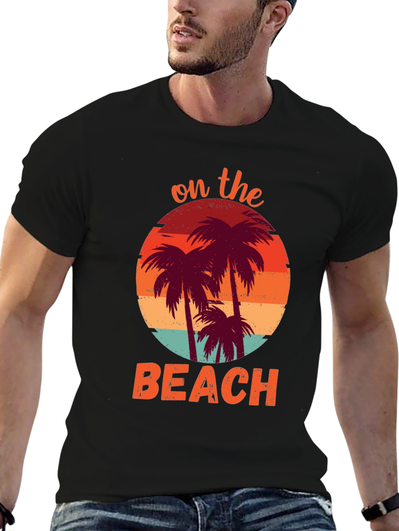 On The Beach Palm Tree Graphic T-Shirt