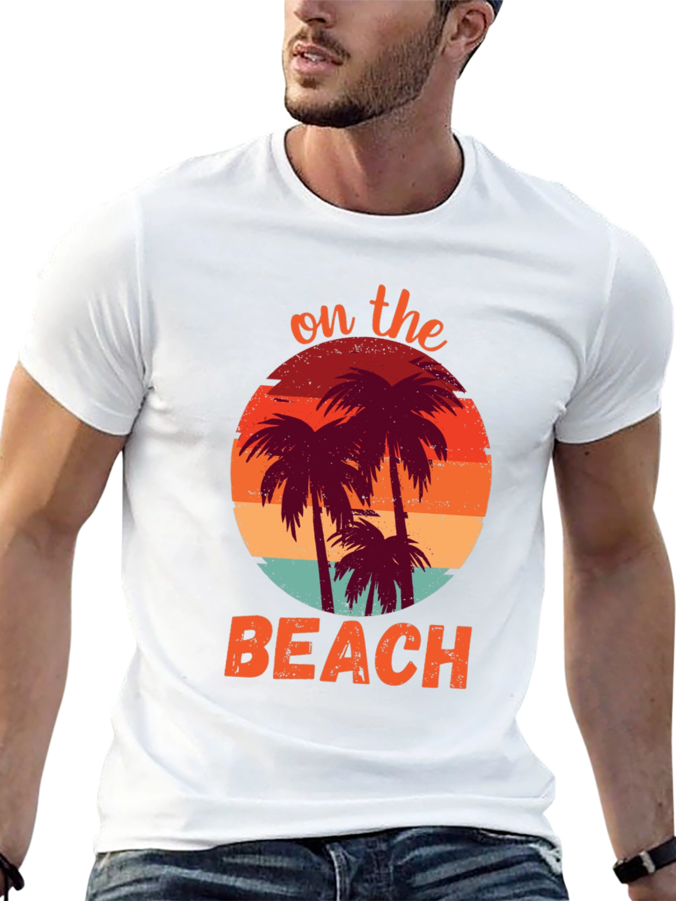 On The Beach Palm Tree Graphic T-Shirt