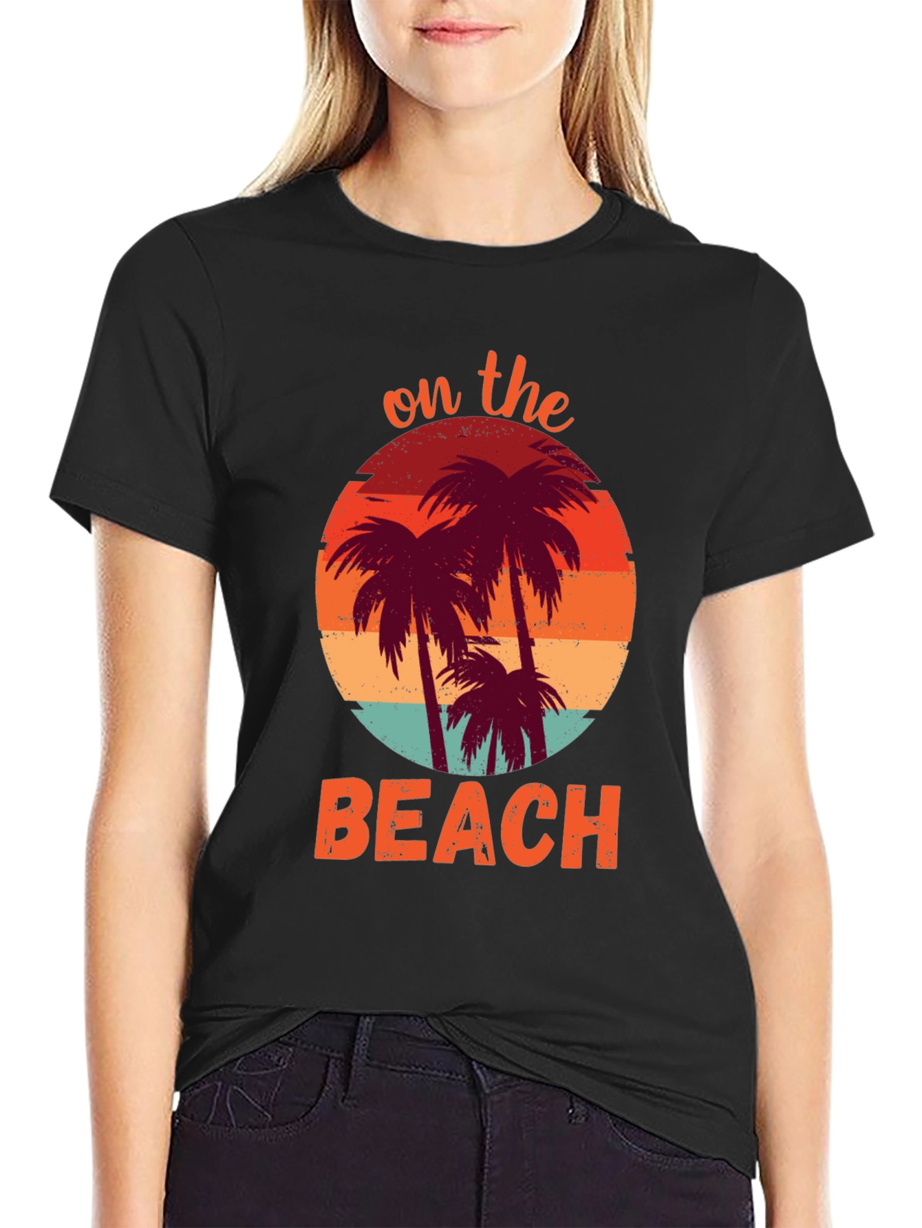 On The Beach Palm Tree Graphic T-Shirt