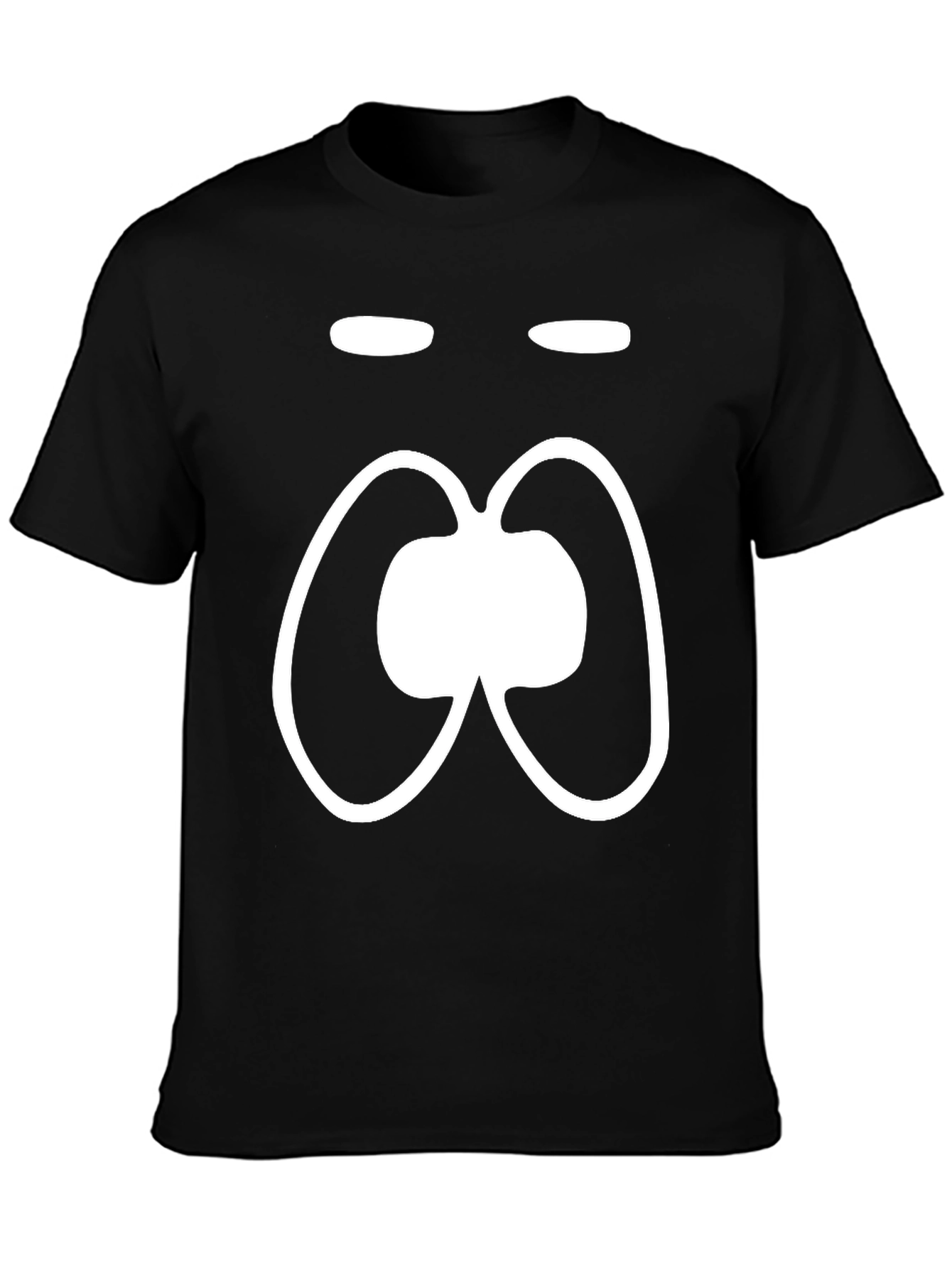 Funny Face Black T-Shirt White Cartoon Graphic