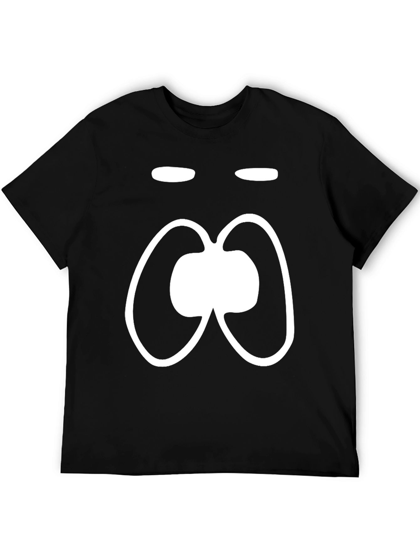 Funny Face Black T-Shirt White Cartoon Graphic