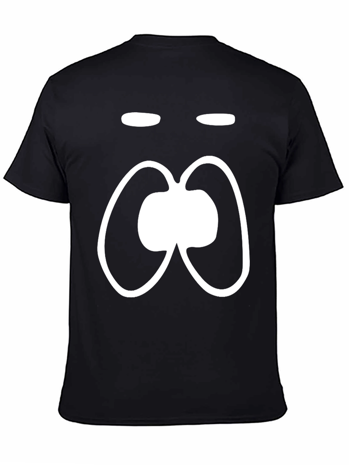 Funny Face Black T-Shirt White Cartoon Graphic