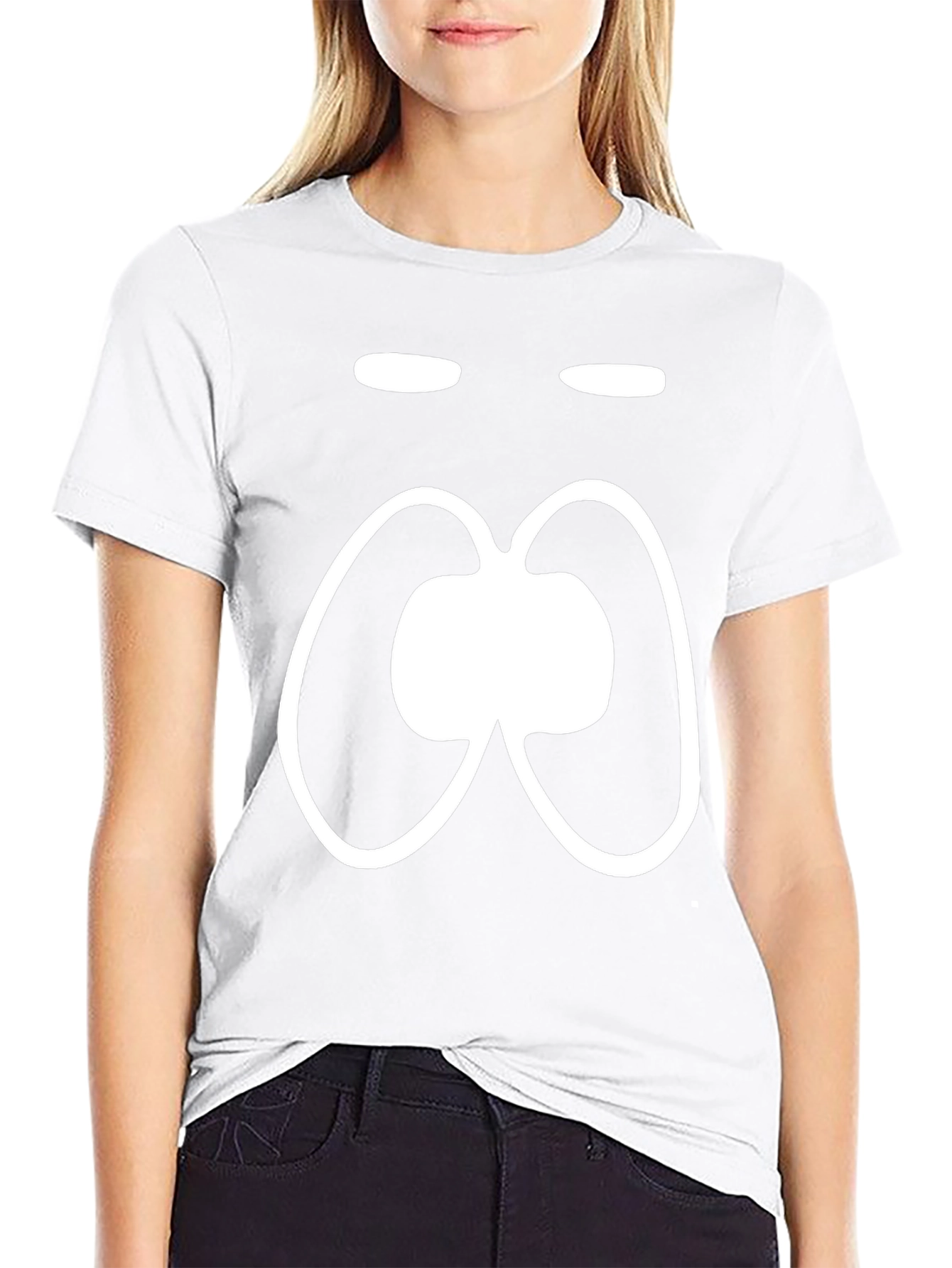 Funny Face Black T-Shirt White Cartoon Graphic