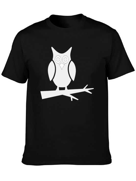 Owl on Branch Black T-Shirt