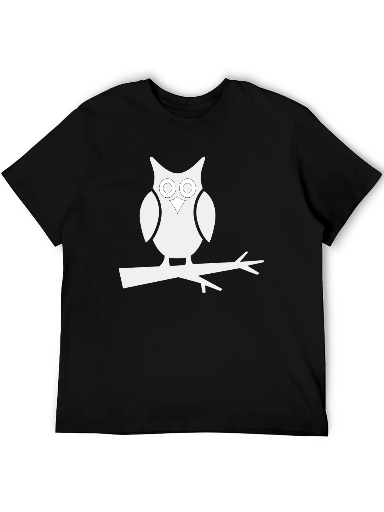 Owl on Branch Black T-Shirt