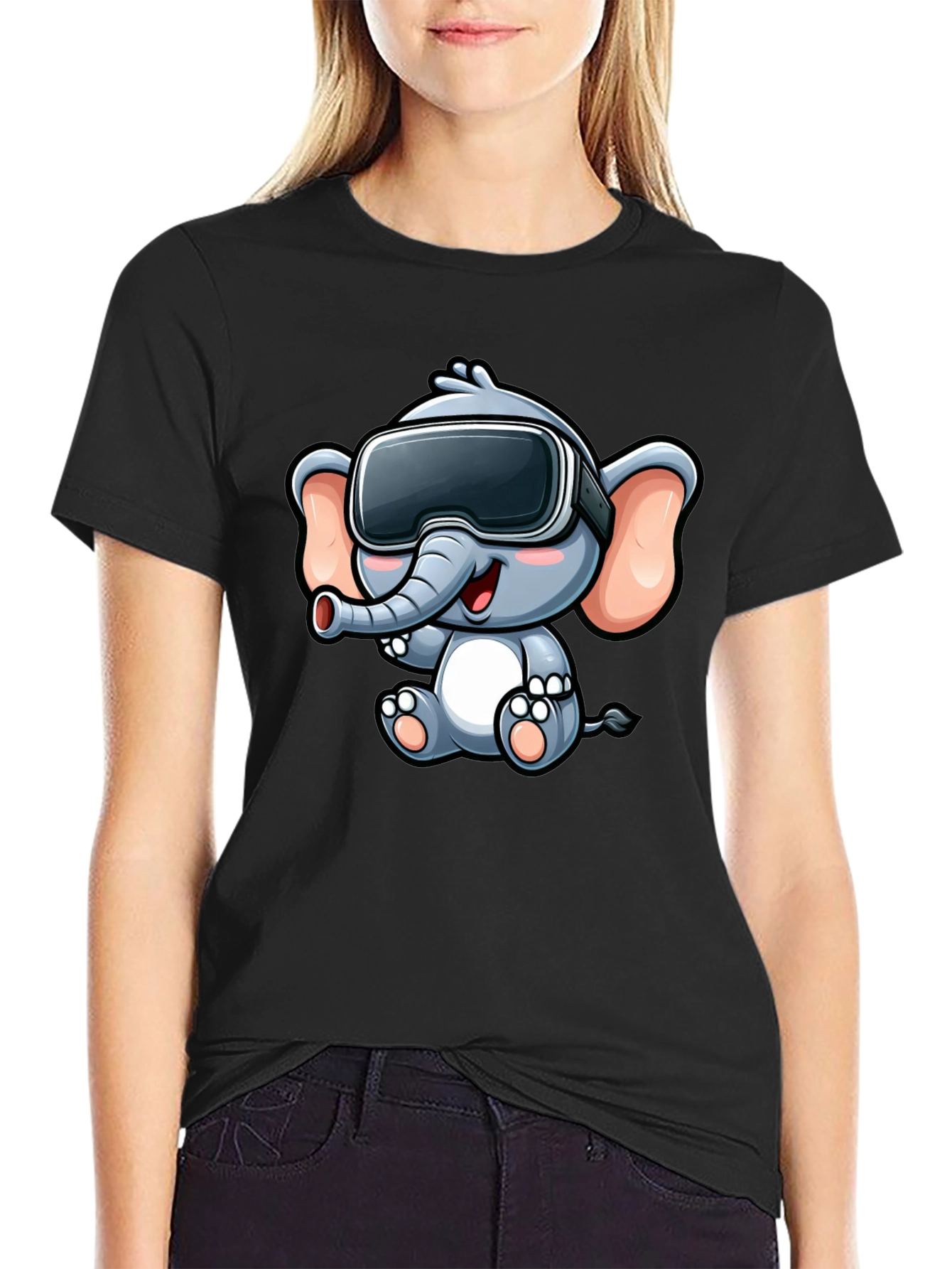 VR Elephant T-Shirt - Cute Cartoon Design