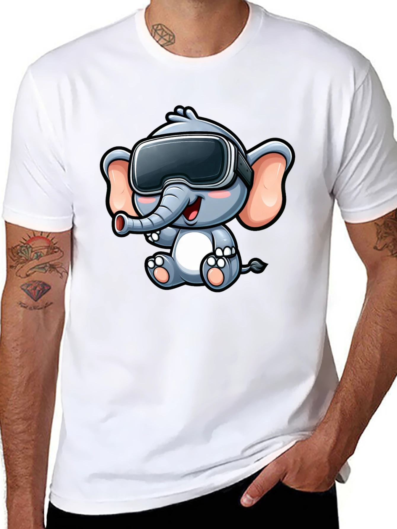 VR Elephant T-Shirt - Cute Cartoon Design