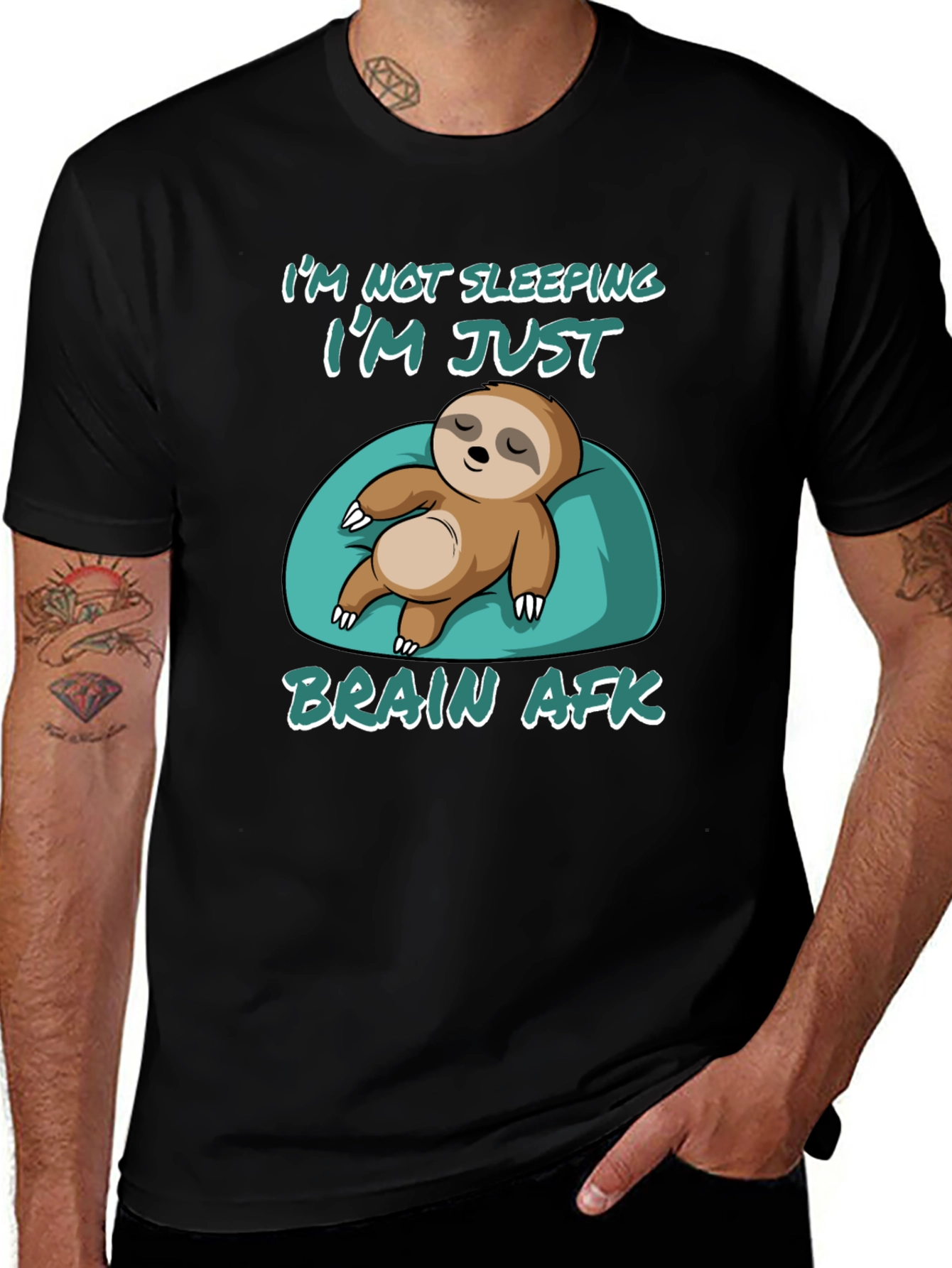 Brain AFK Sloth Graphic Tee - Relaxed Comfort