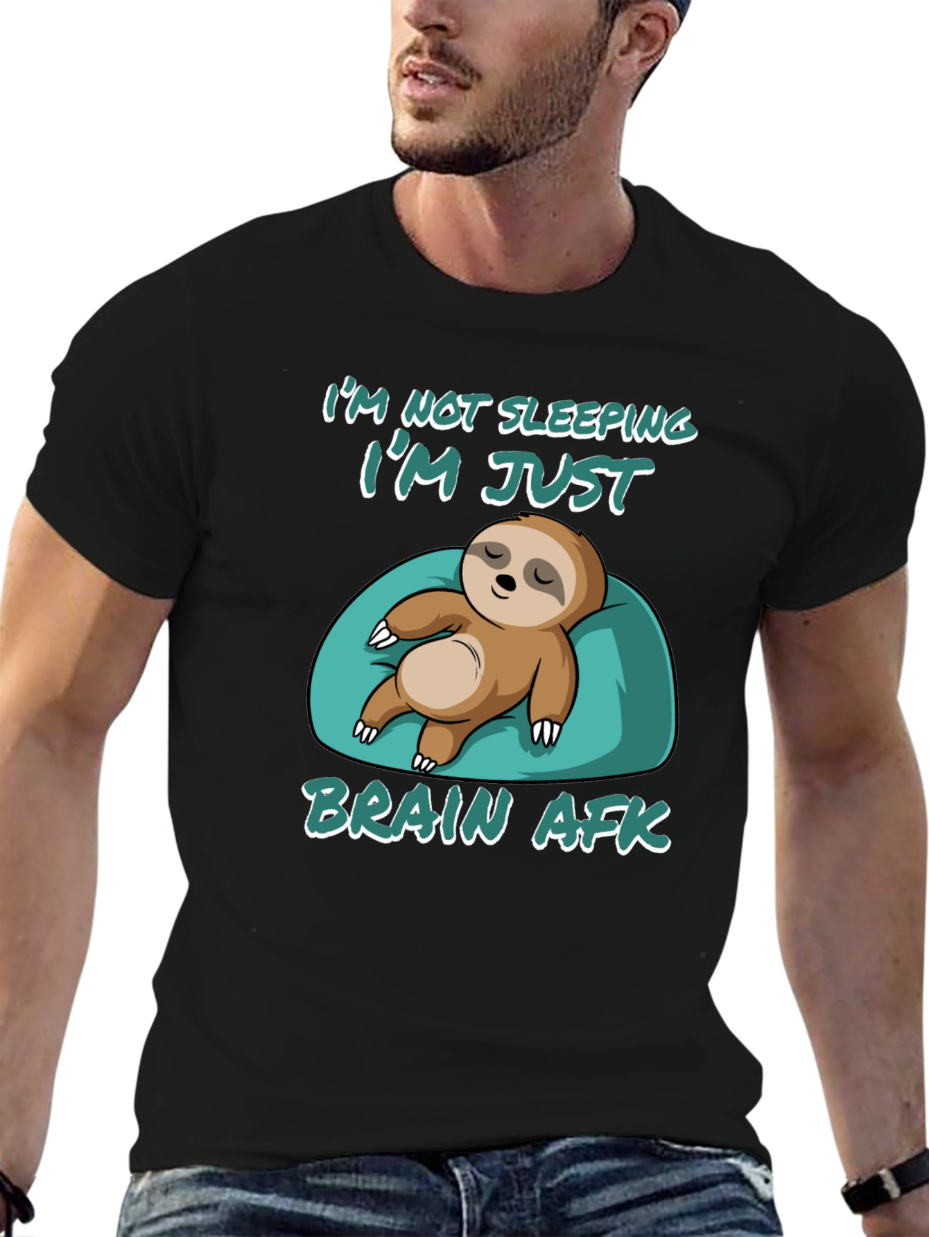 Brain AFK Sloth Graphic Tee - Relaxed Comfort