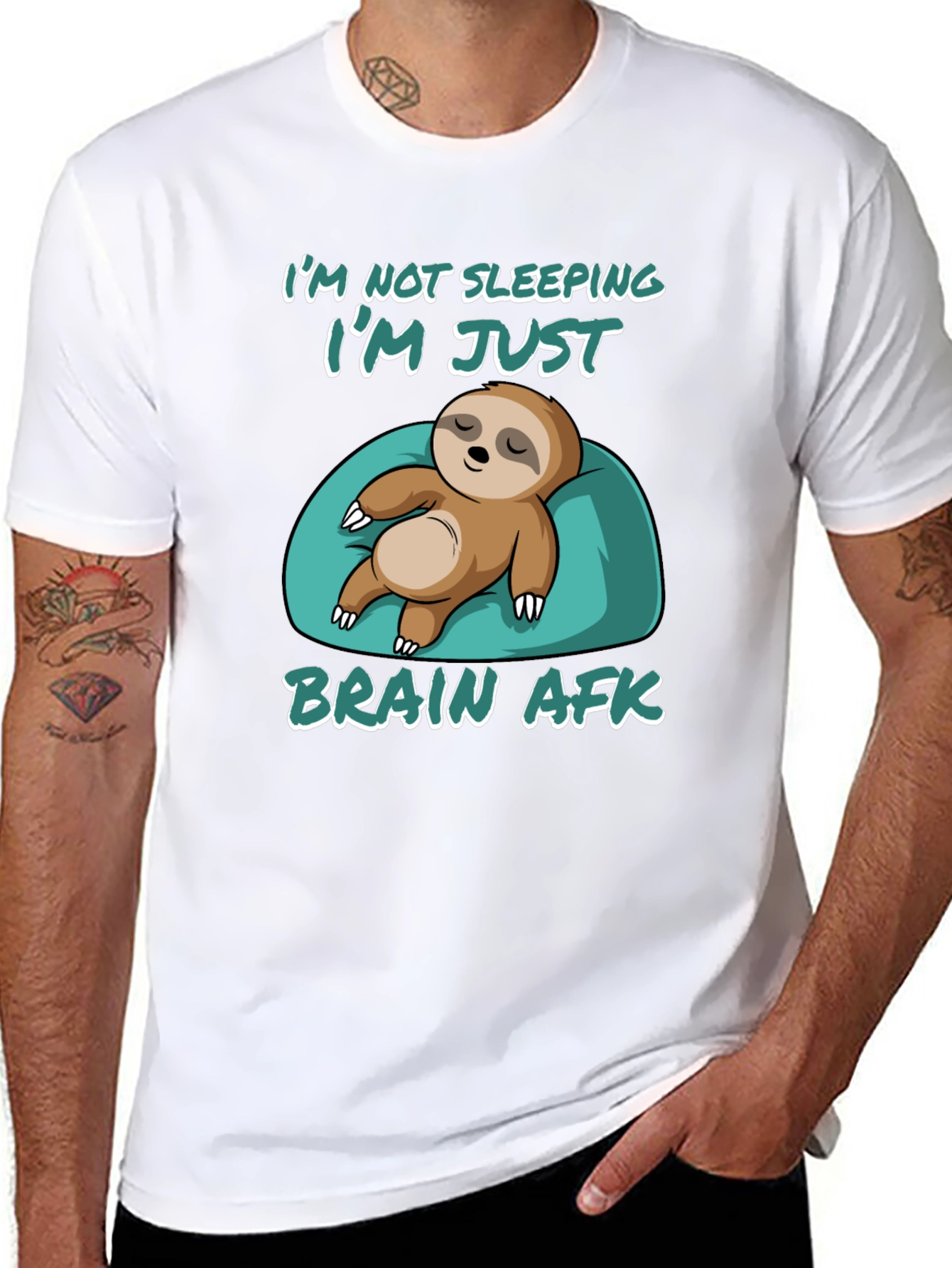 Brain AFK Sloth Graphic Tee - Relaxed Comfort