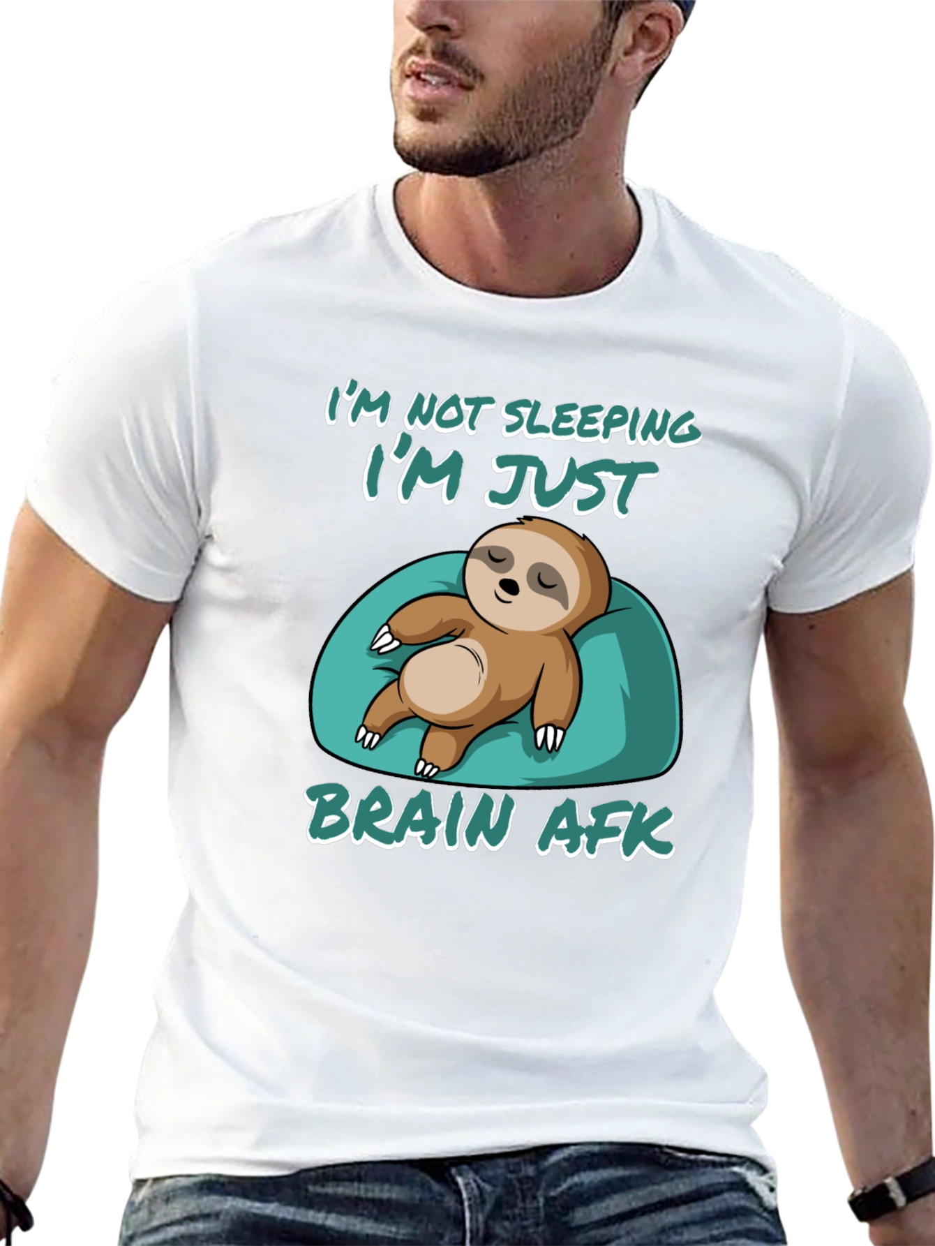 Brain AFK Sloth Graphic Tee - Relaxed Comfort