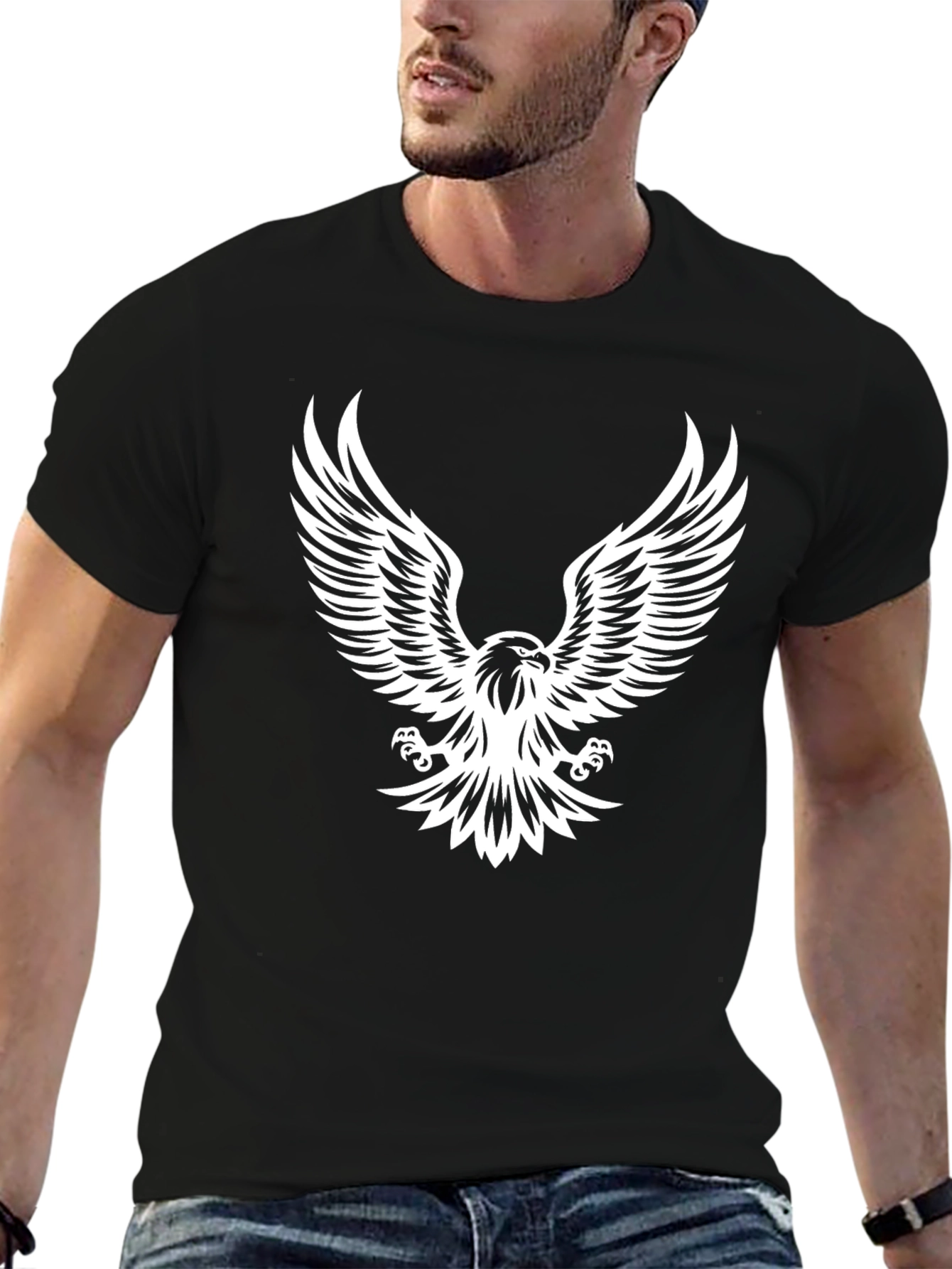 Black Eagle Graphic Tee - Cool Bird Print