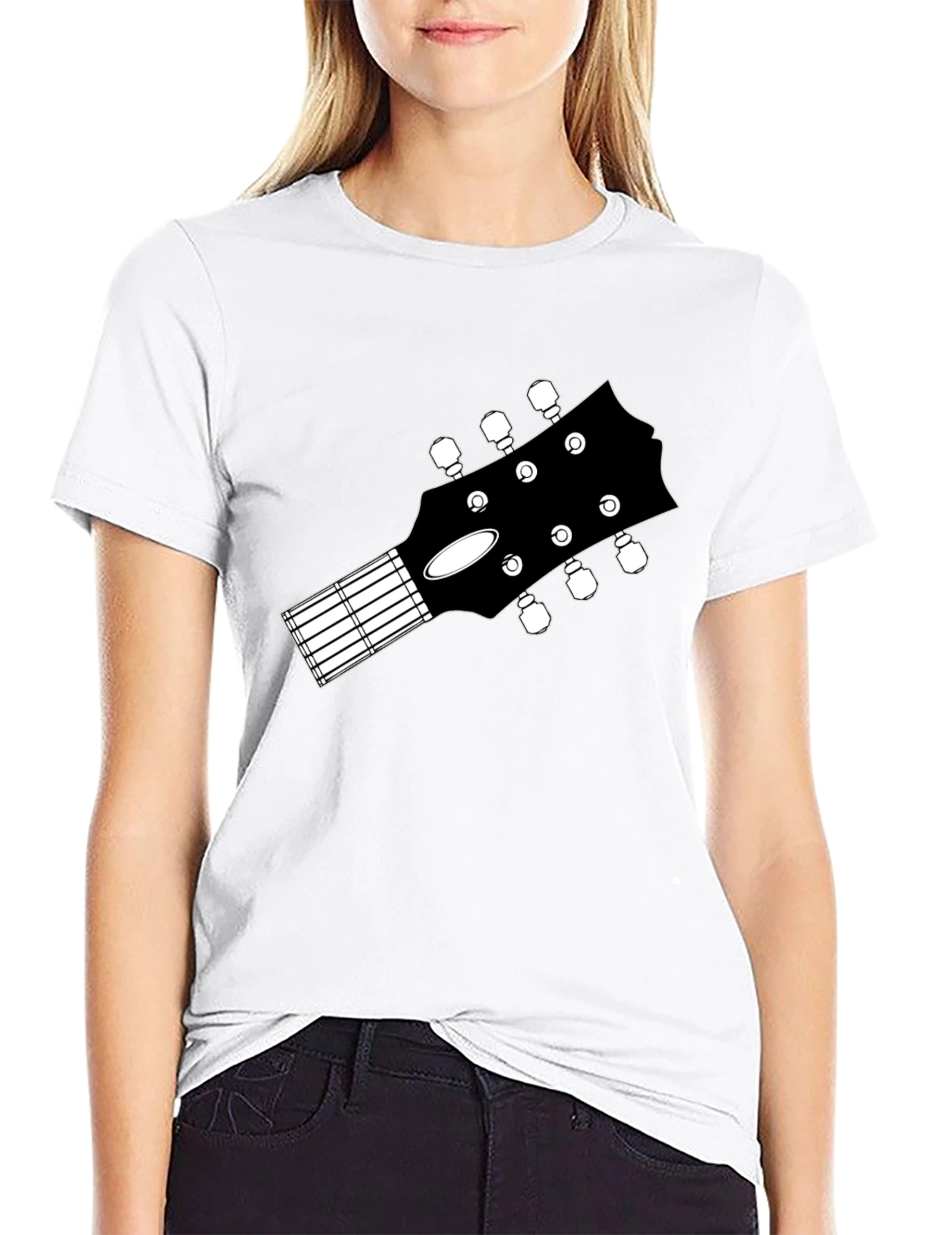 Guitar Headstock Graphic Tee - Music Lovers Black T-Shirt