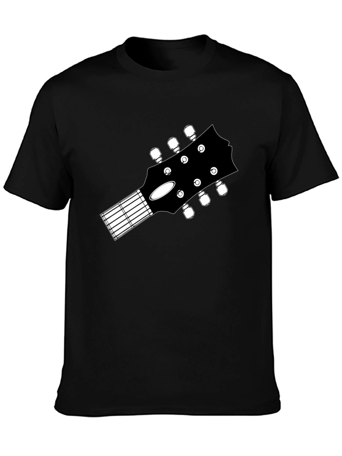 Guitar Headstock Graphic Tee - Music Lovers Black T-Shirt