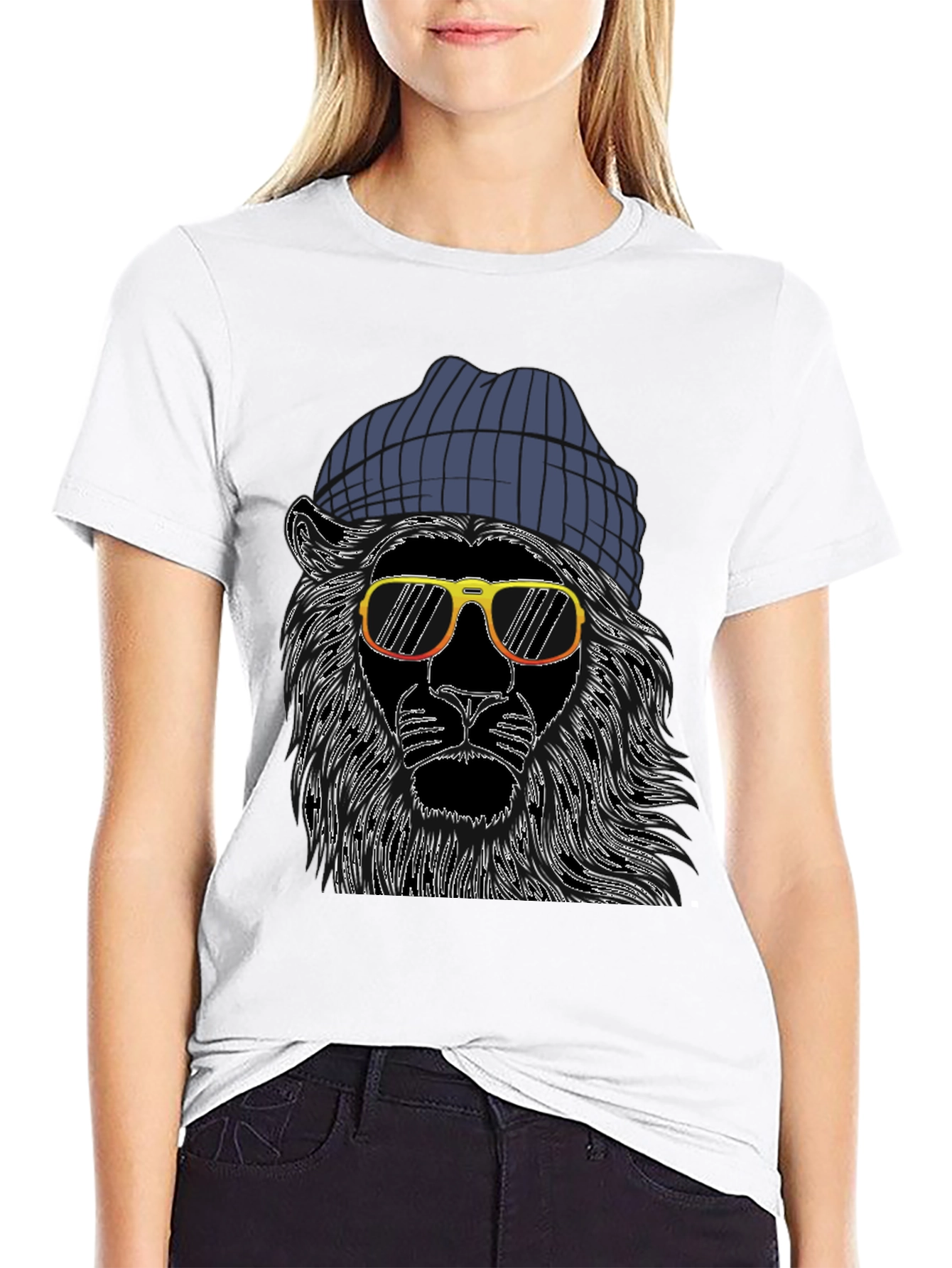 Cool Lion Tee: Graphic Print Beanie & Shades