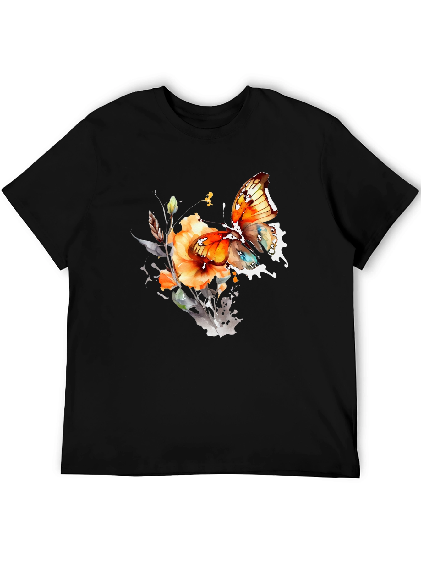 Butterfly Floral Graphic T-Shirt - Unique Artistic Design