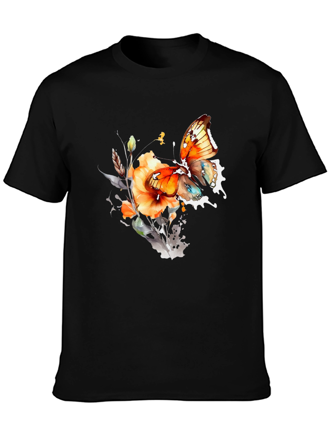 Butterfly Floral Graphic T-Shirt - Unique Artistic Design