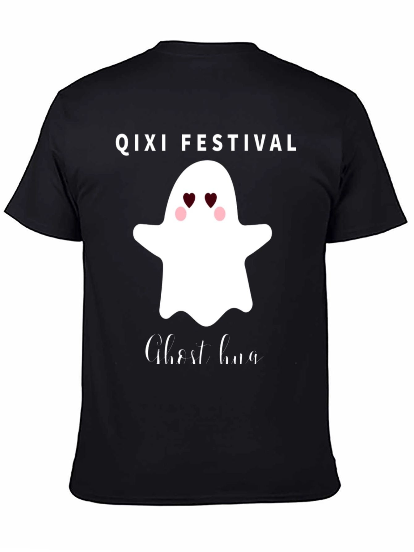 Qixi Festival Ghost Hug Black T-Shirt