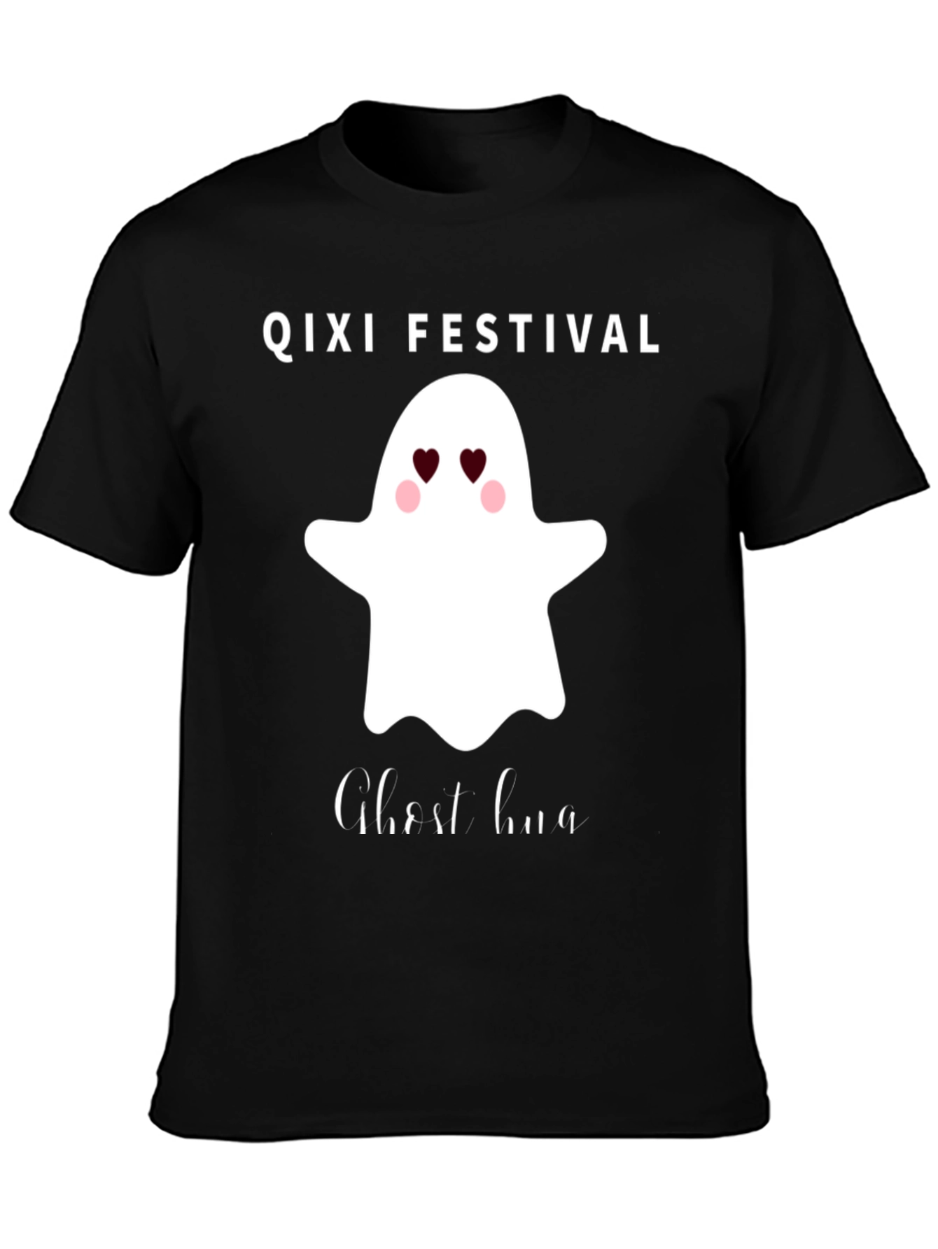 Qixi Festival Ghost Hug Black T-Shirt