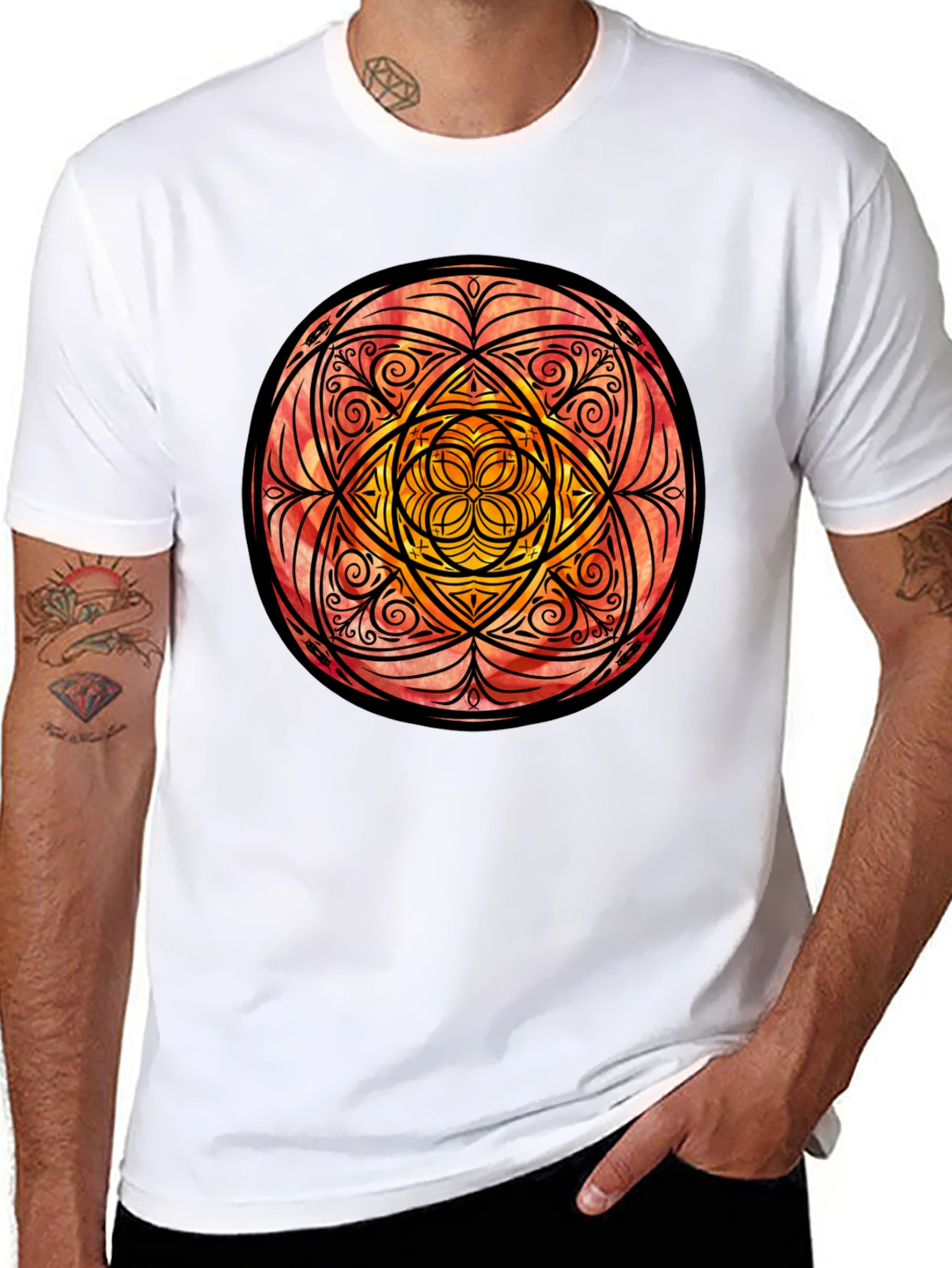 Mandala Graphic Print Black T-Shirt