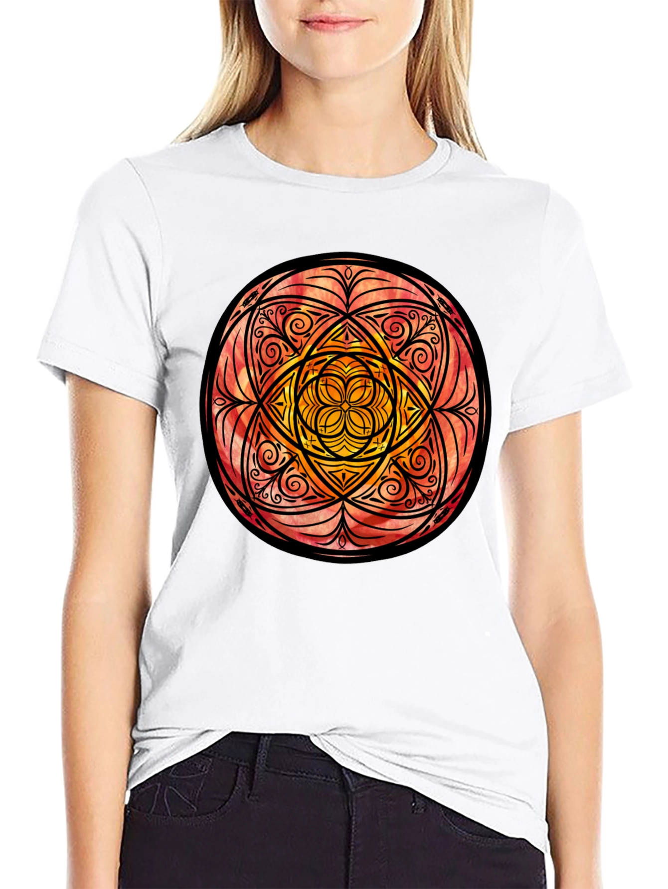 Mandala Graphic Print Black T-Shirt