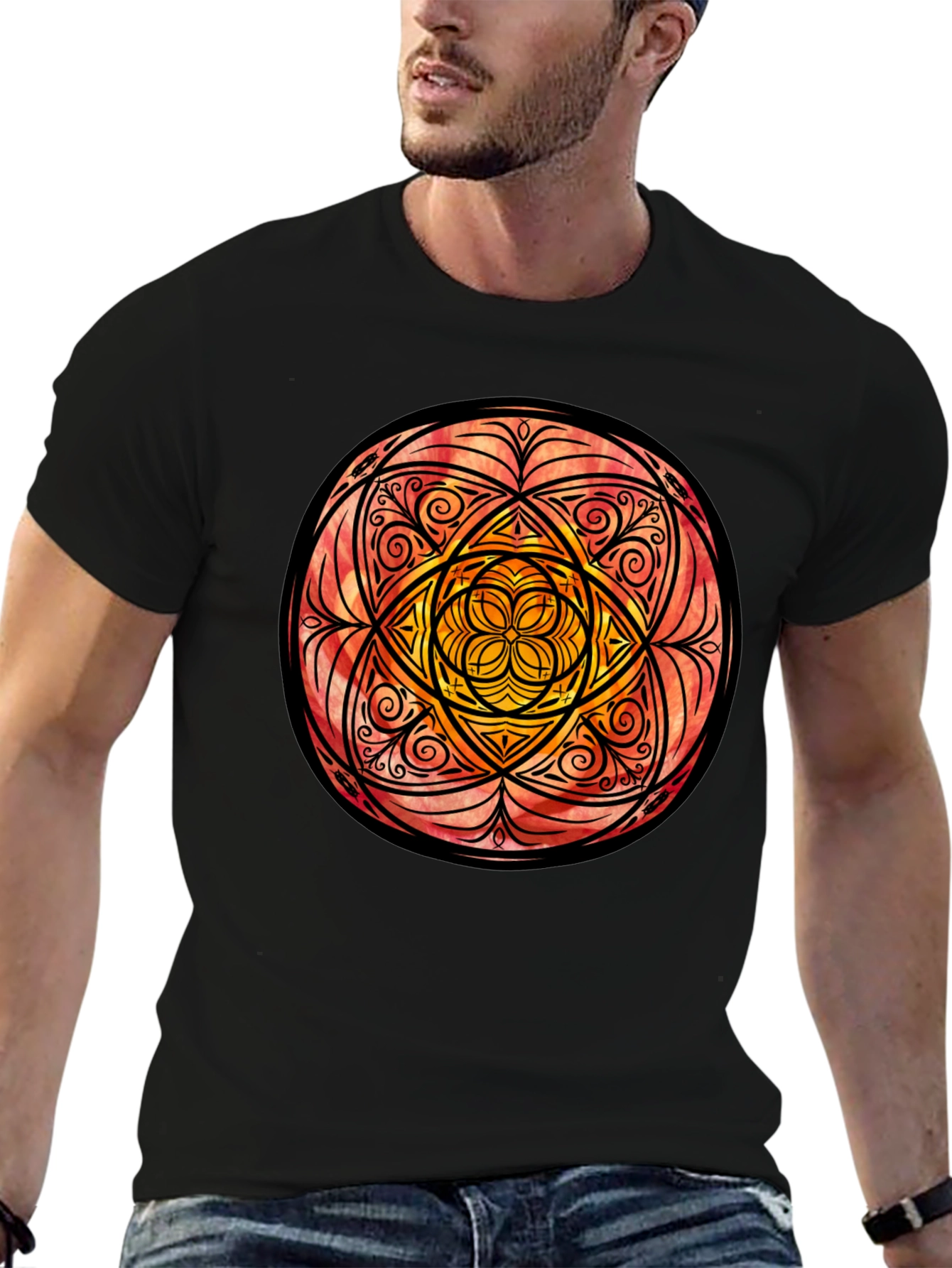 Mandala Graphic Print Black T-Shirt