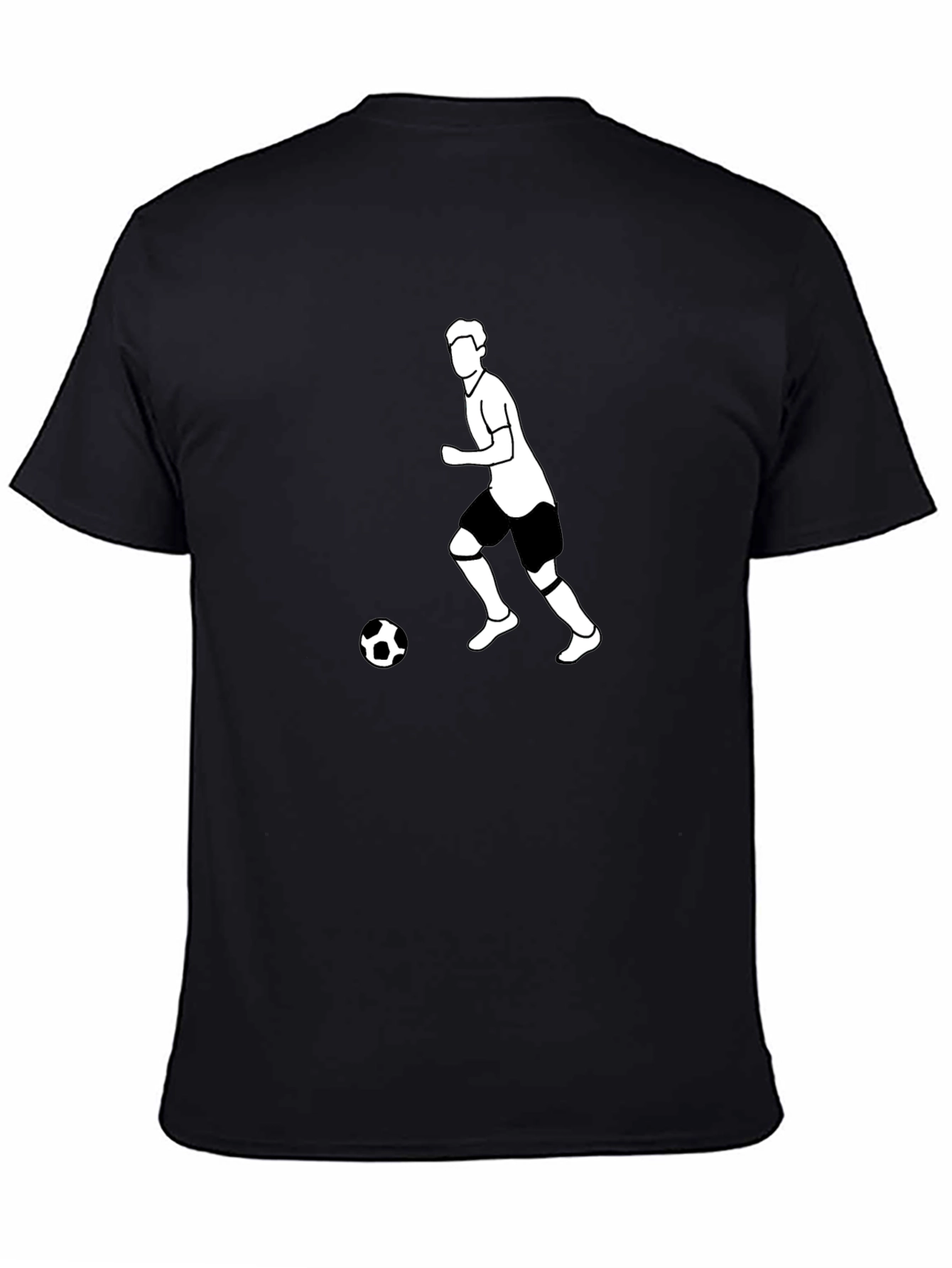 Soccer Player Graphic Tee - Black Cotton T-Shirt