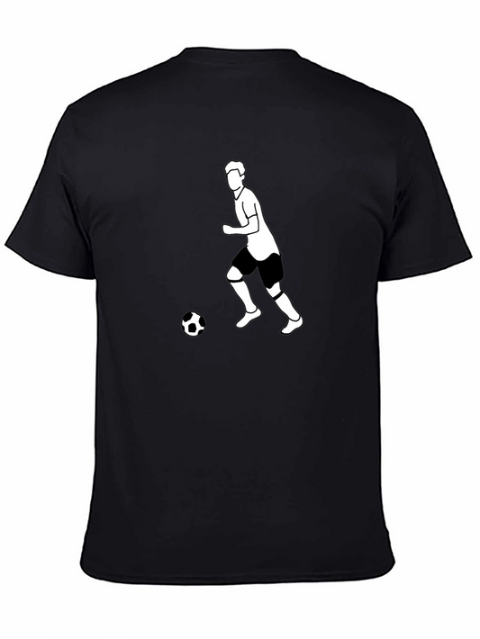 Soccer Player Graphic Tee - Black Cotton T-Shirt