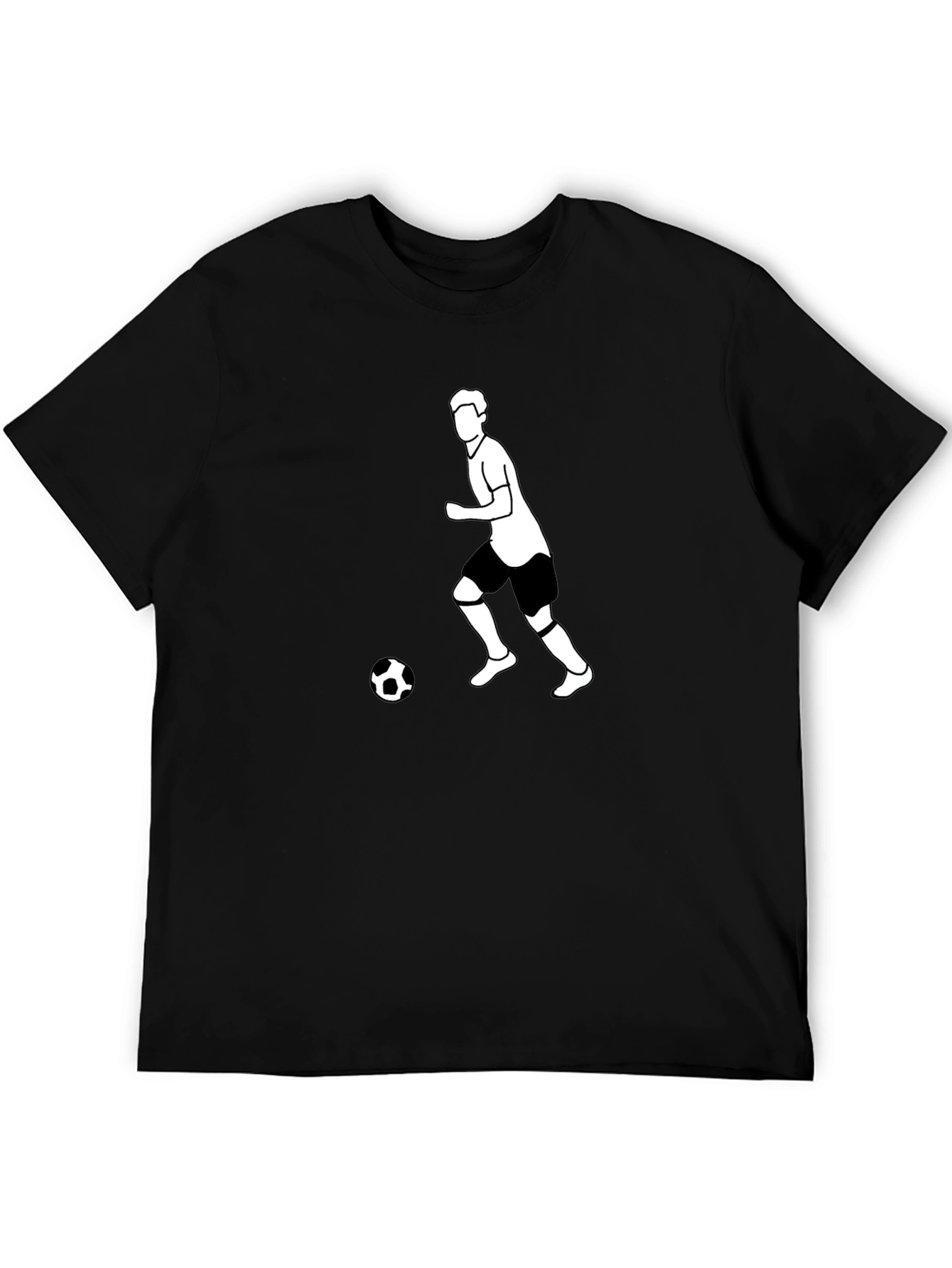 Soccer Player Graphic Tee - Black Cotton T-Shirt
