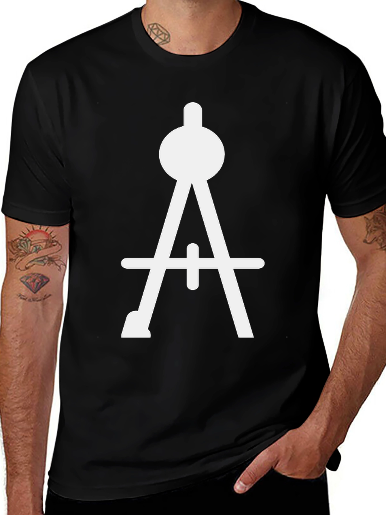 Drafting Compass Graphic Tee - Black