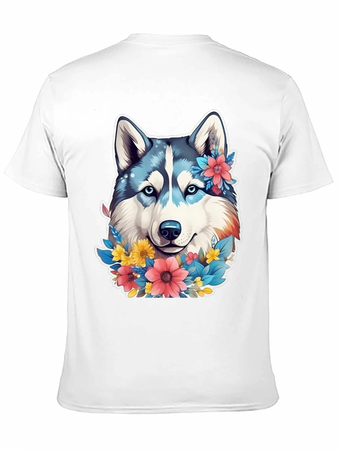 Floral Husky Graphic Tee - Unisex Black T-Shirt