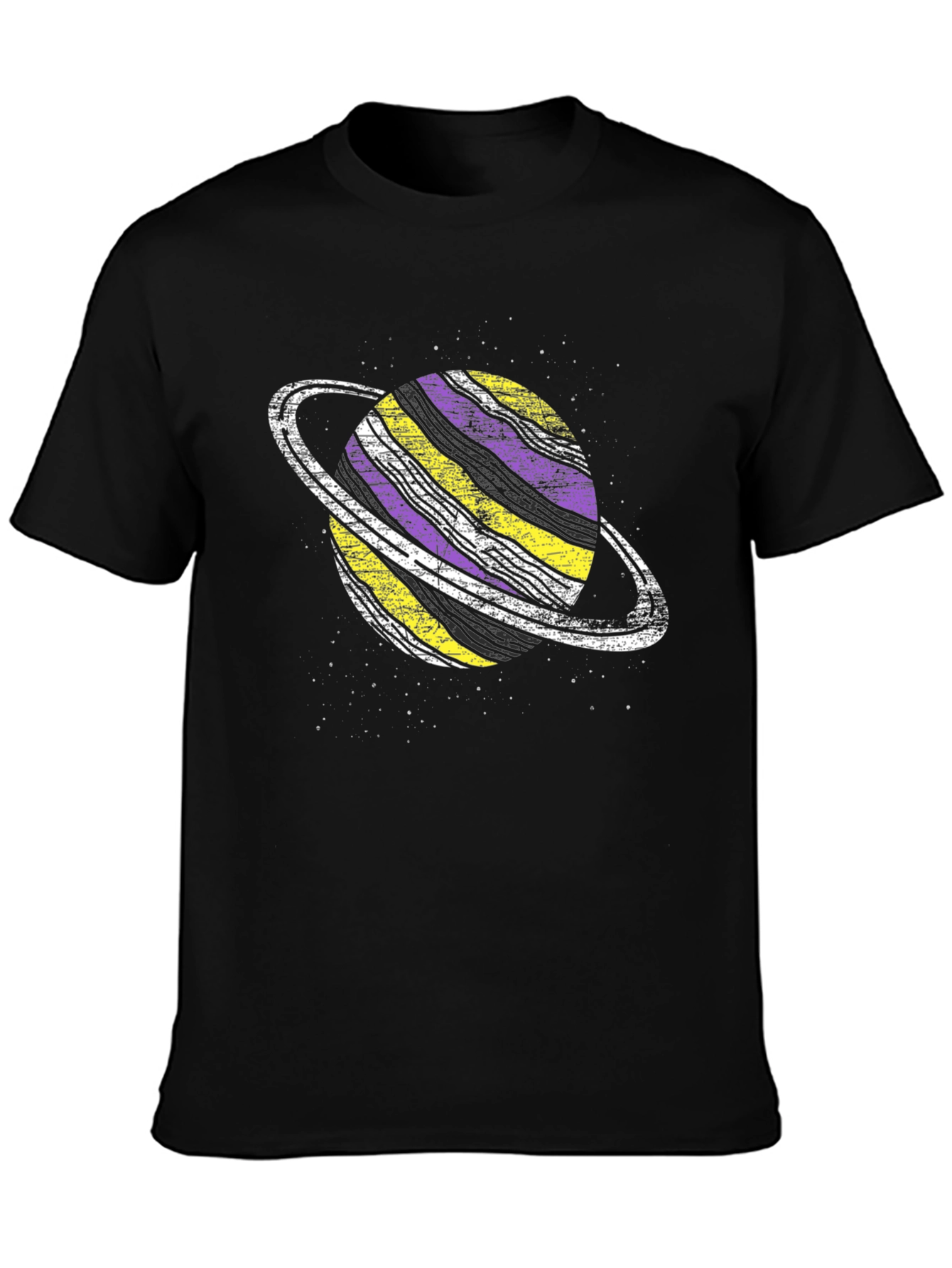 Non-Binary Planet Saturn Graphic Tee - Black