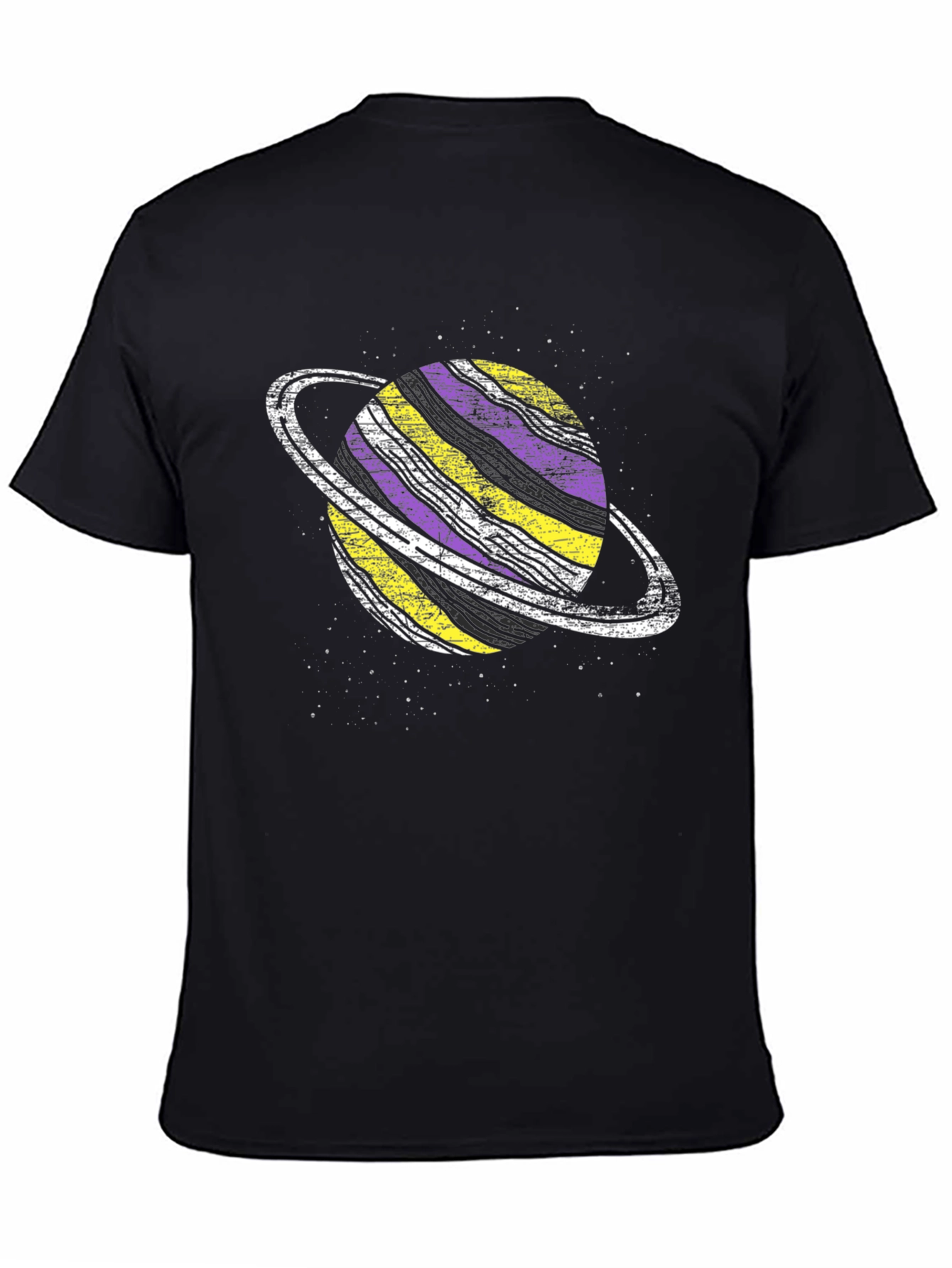 Non-Binary Planet Saturn Graphic Tee - Black
