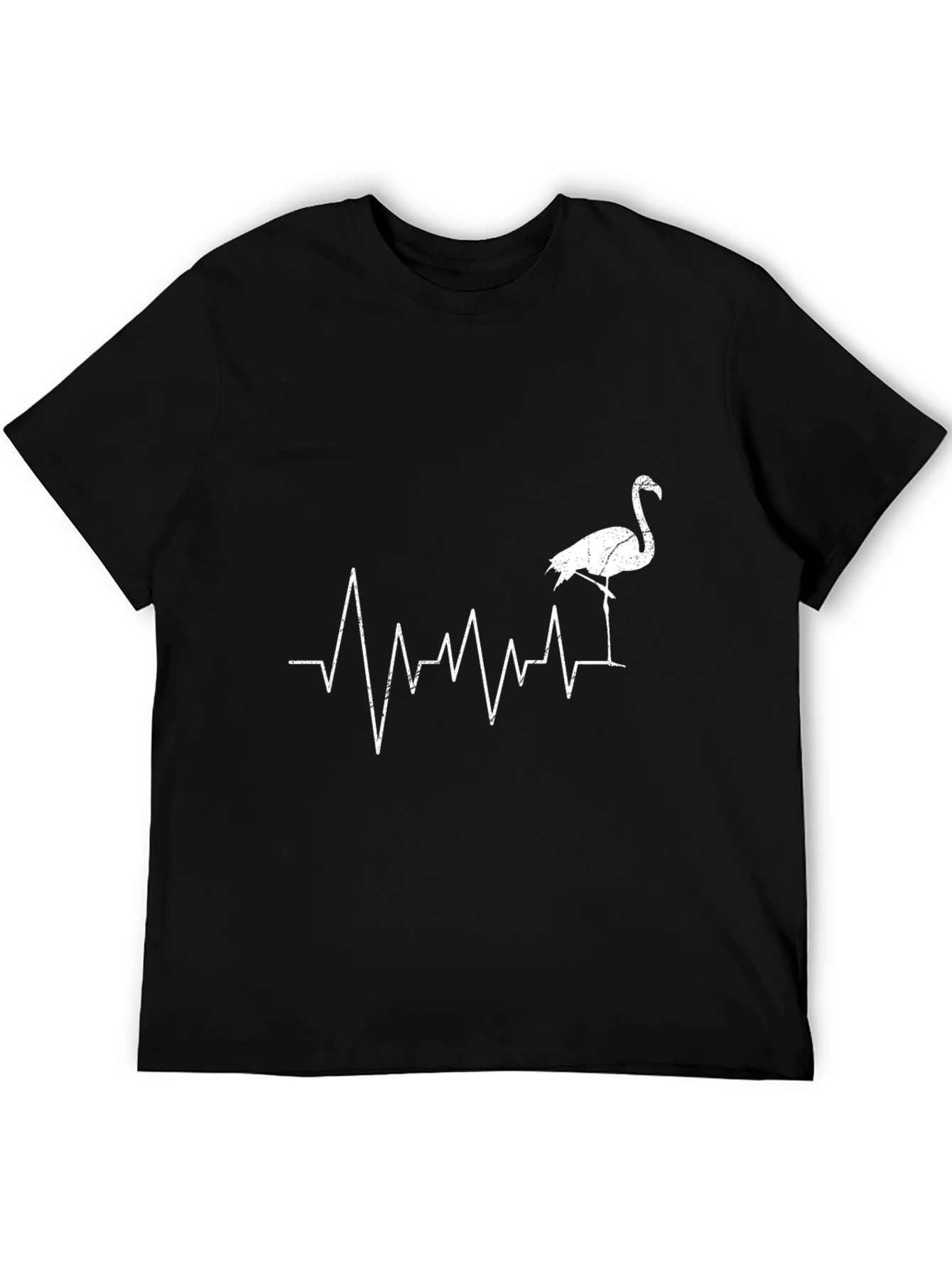 Flamingo Heartbeat Graphic Tee - Black Cotton