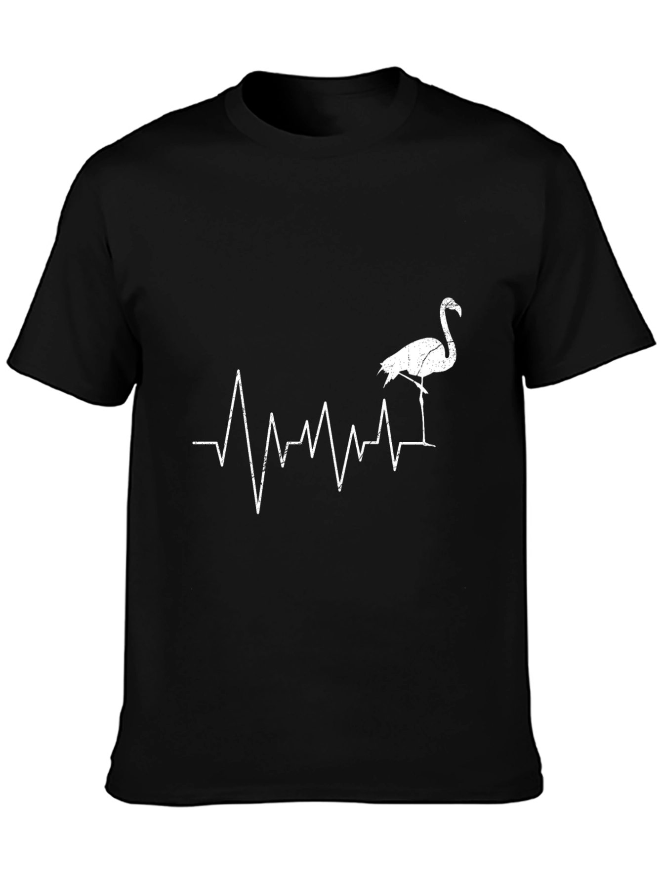 Flamingo Heartbeat Graphic Tee - Black Cotton