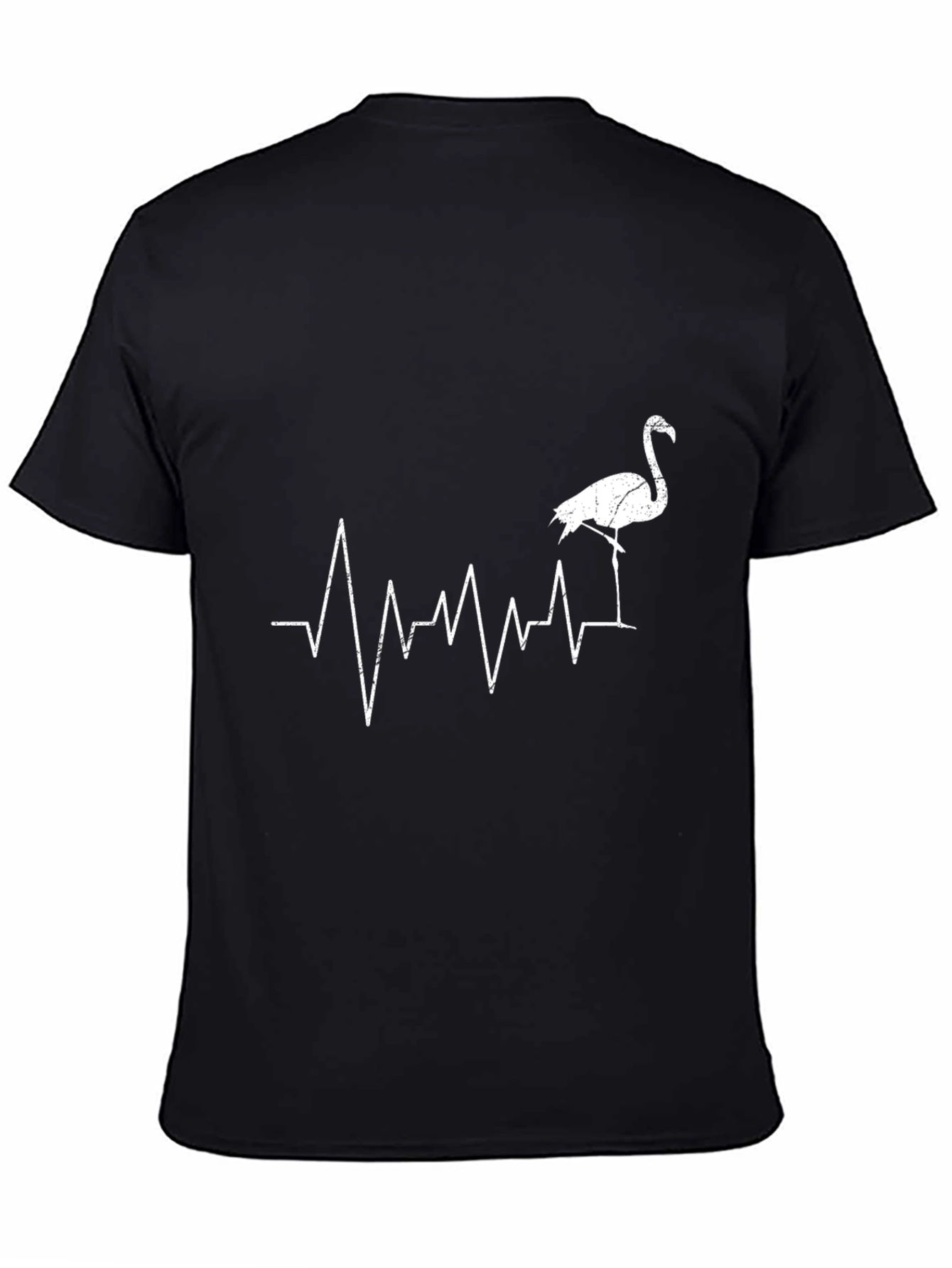 Flamingo Heartbeat Graphic Tee - Black Cotton