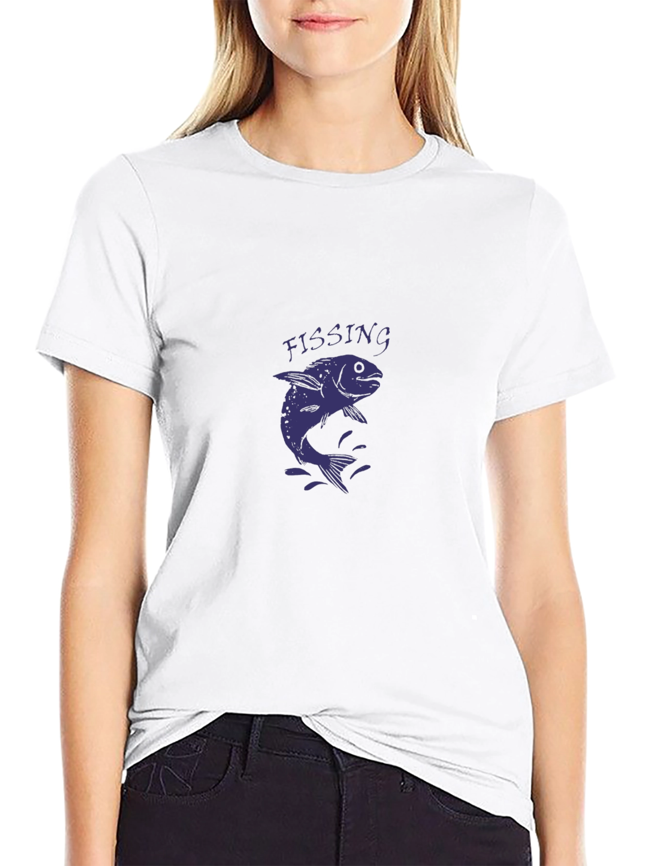 Mens Black FISSING Fish Graphic T-Shirt
