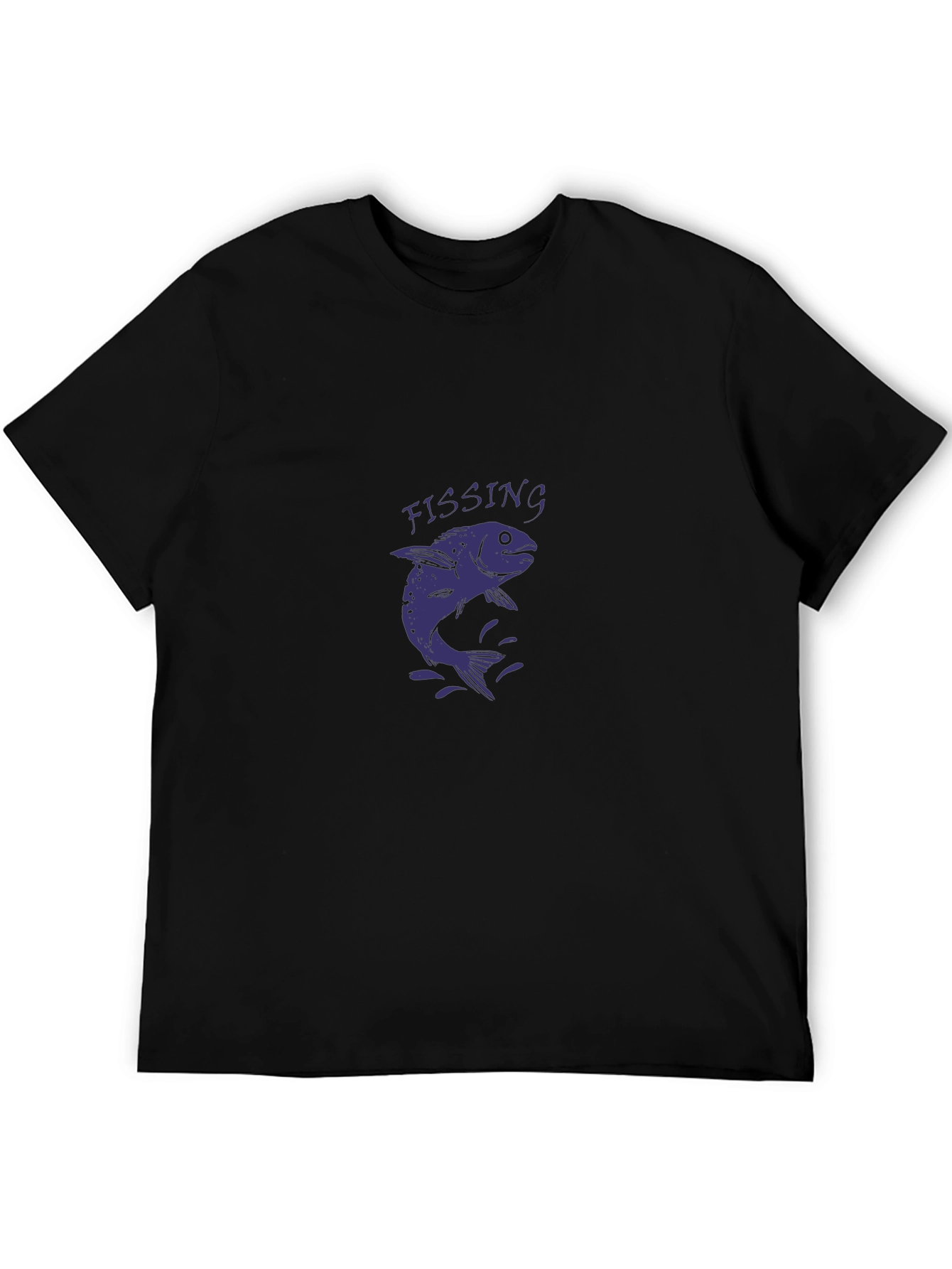 Mens Black FISSING Fish Graphic T-Shirt