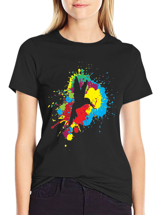 Hummingbird Splash Graphic Black T-Shirt