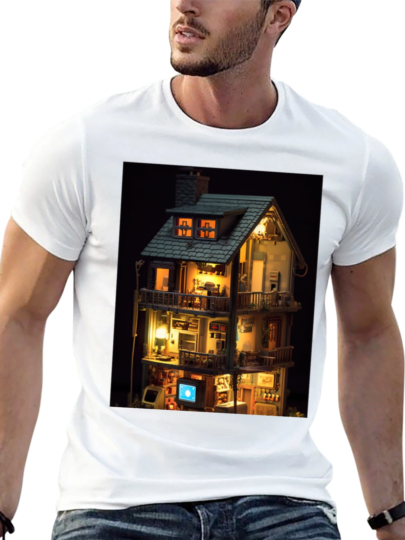 Architectural Dollhouse Graphic Tee - Unique Design
